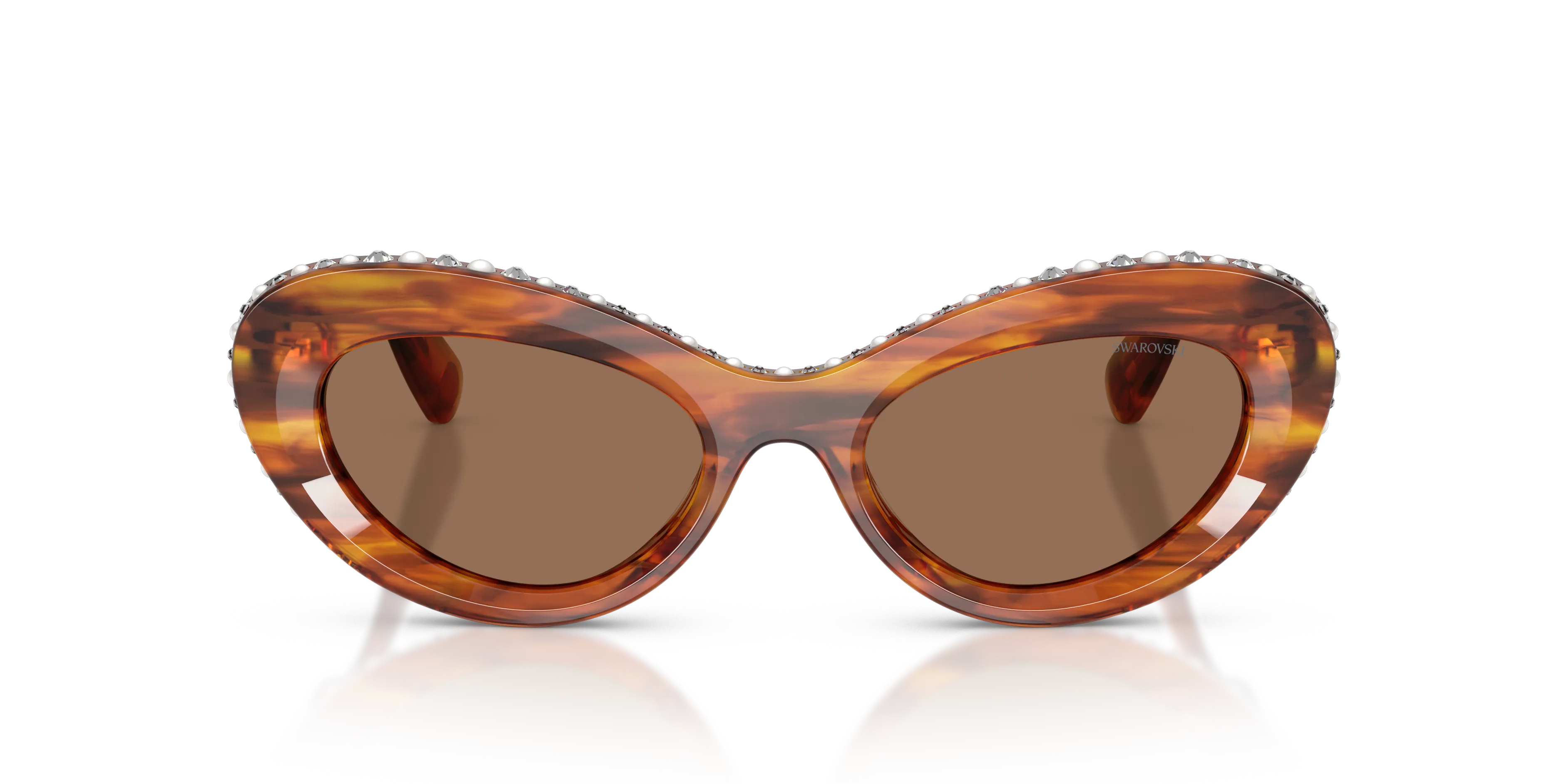 Swarovski SK6061U 109173 Occhiali da sole Acetato Marrone Marrone Cat Eye Normale - immagine 3