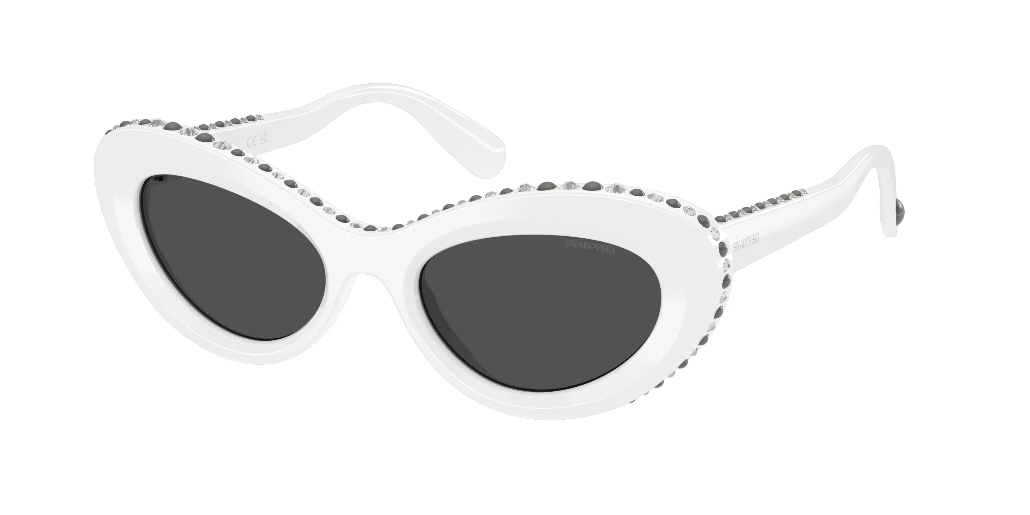 Swarovski SK6061U 105087 Occhiali da sole Acetato Bianco Grigio Cat Eye Normale - immagine 1