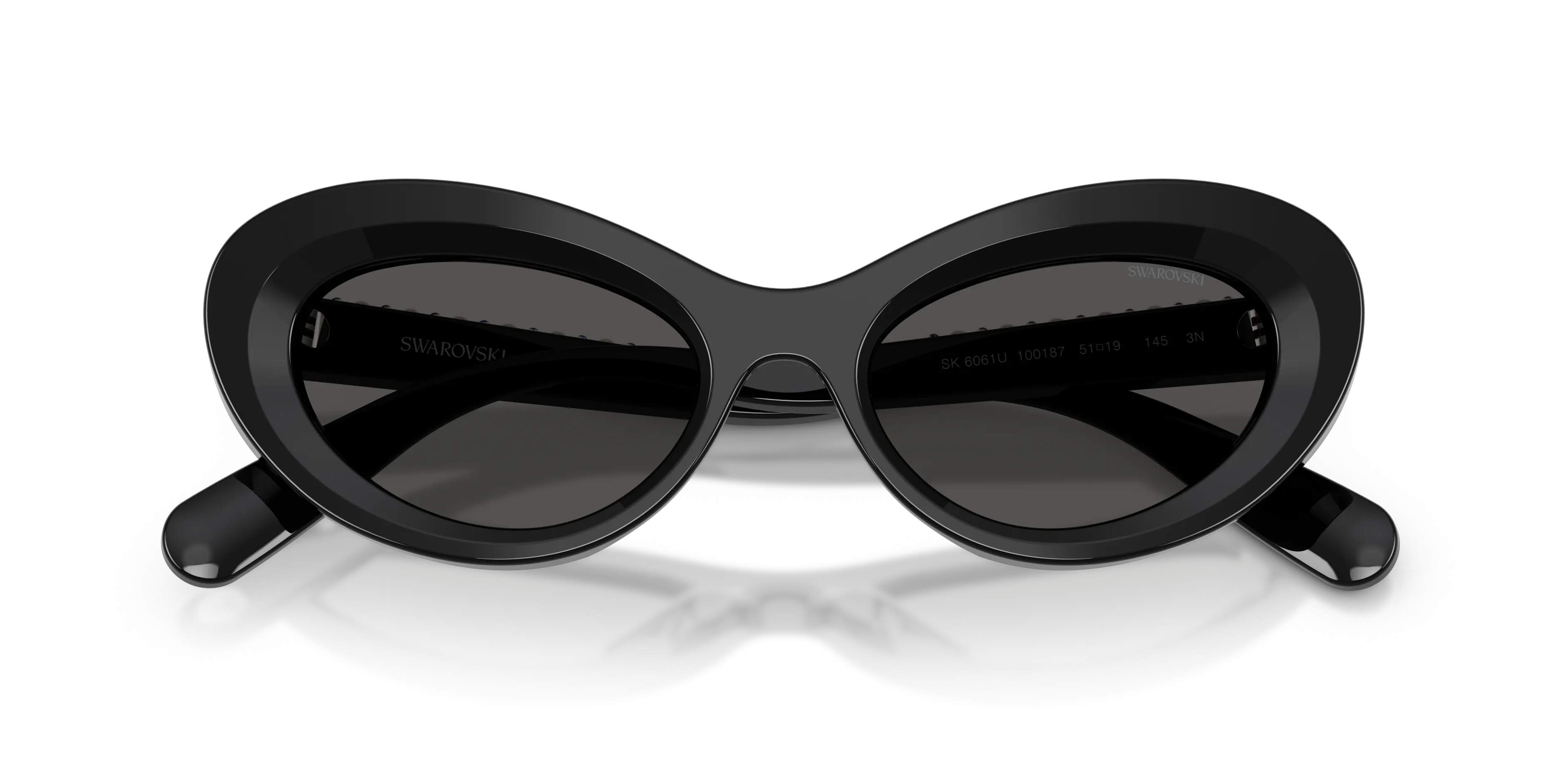 Swarovski SK6061U 100187 Occhiali da sole Acetato Nero Grigio Cat Eye Normale - immagine 2