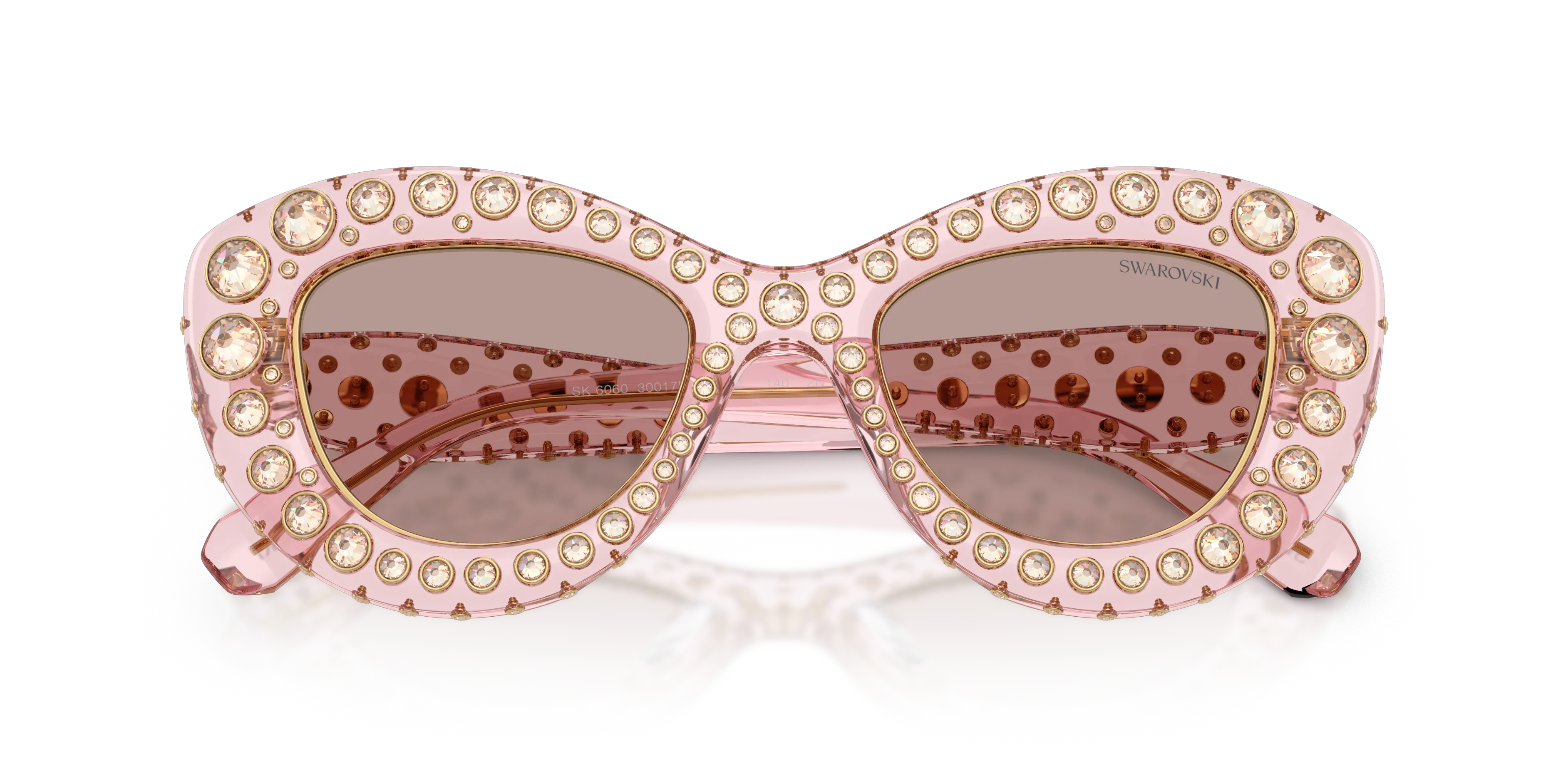 Swarovski SK6060 30017N Occhiali da sole Acetato Rosa Marrone Cat Eye Normale - immagine 2