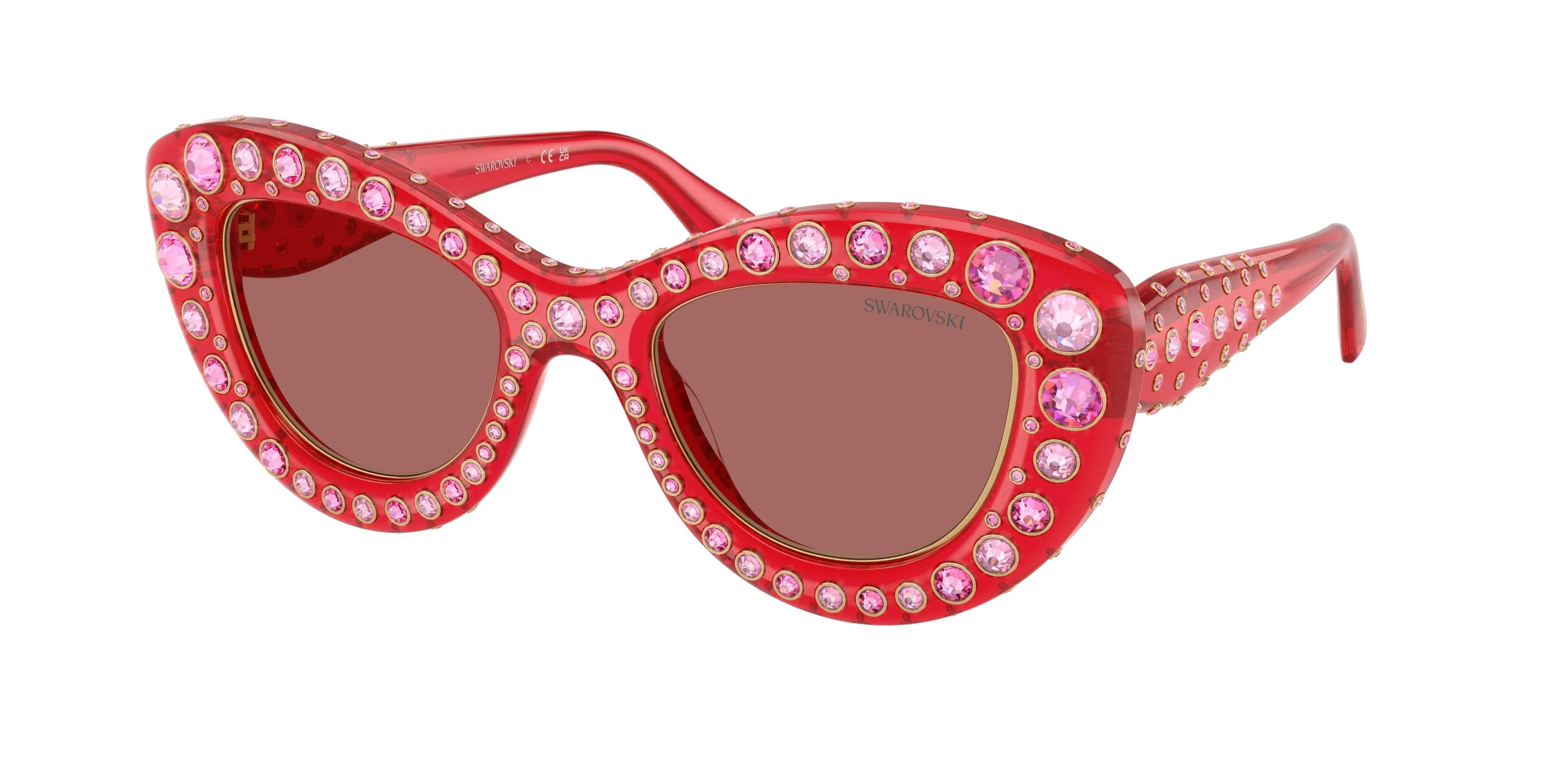 Swarovski SK6060 110369 Occhiali da sole Acetato Rosso Viola Cat Eye Normale - immagine 1