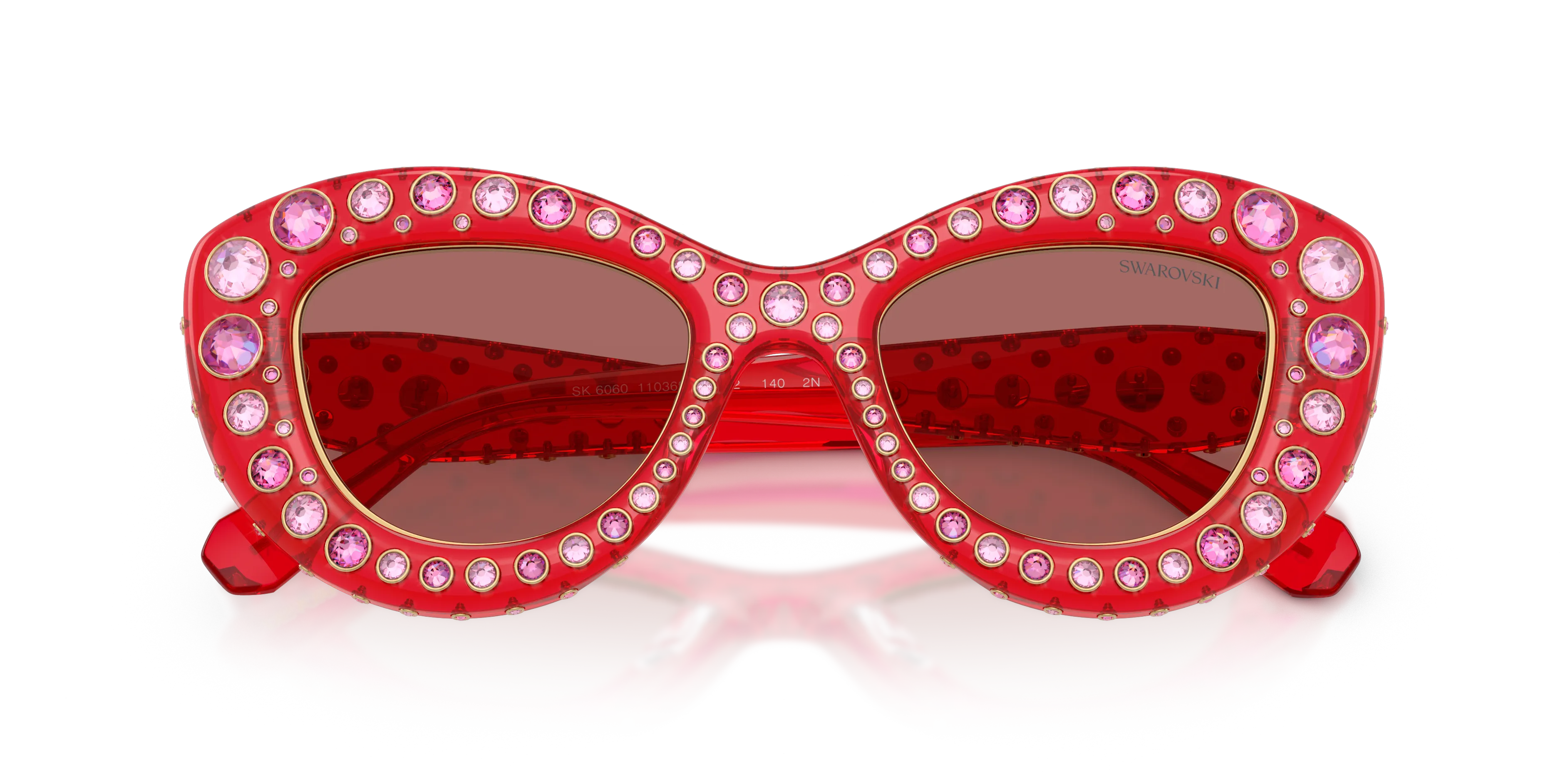 Swarovski SK6060 110369 Occhiali da sole Acetato Rosso Viola Cat Eye Normale - immagine 2