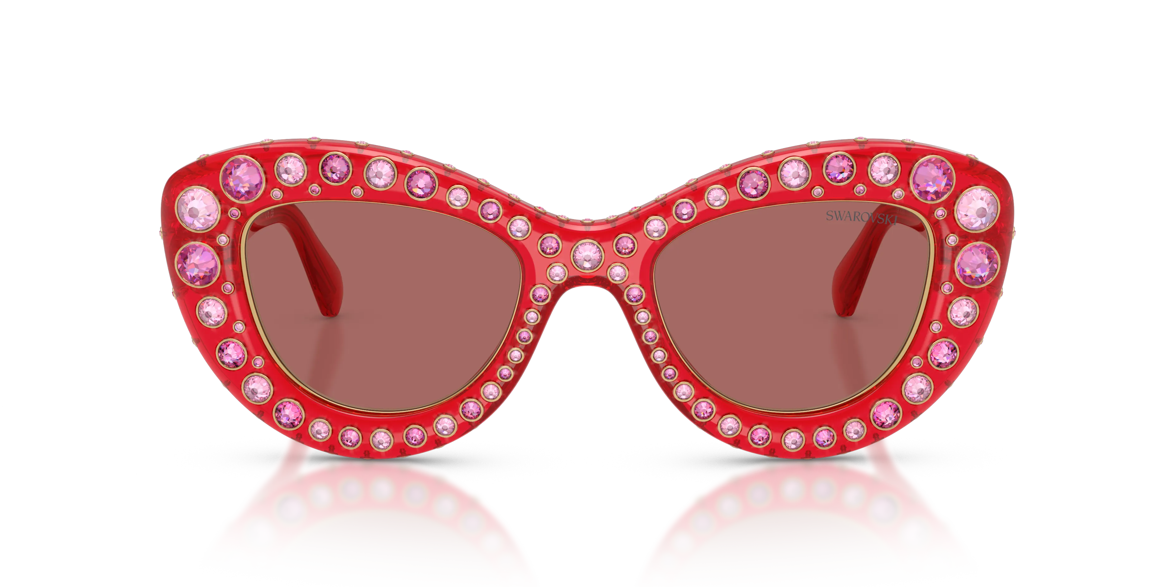 Swarovski SK6060 110369 Occhiali da sole Acetato Rosso Viola Cat Eye Normale - immagine 3