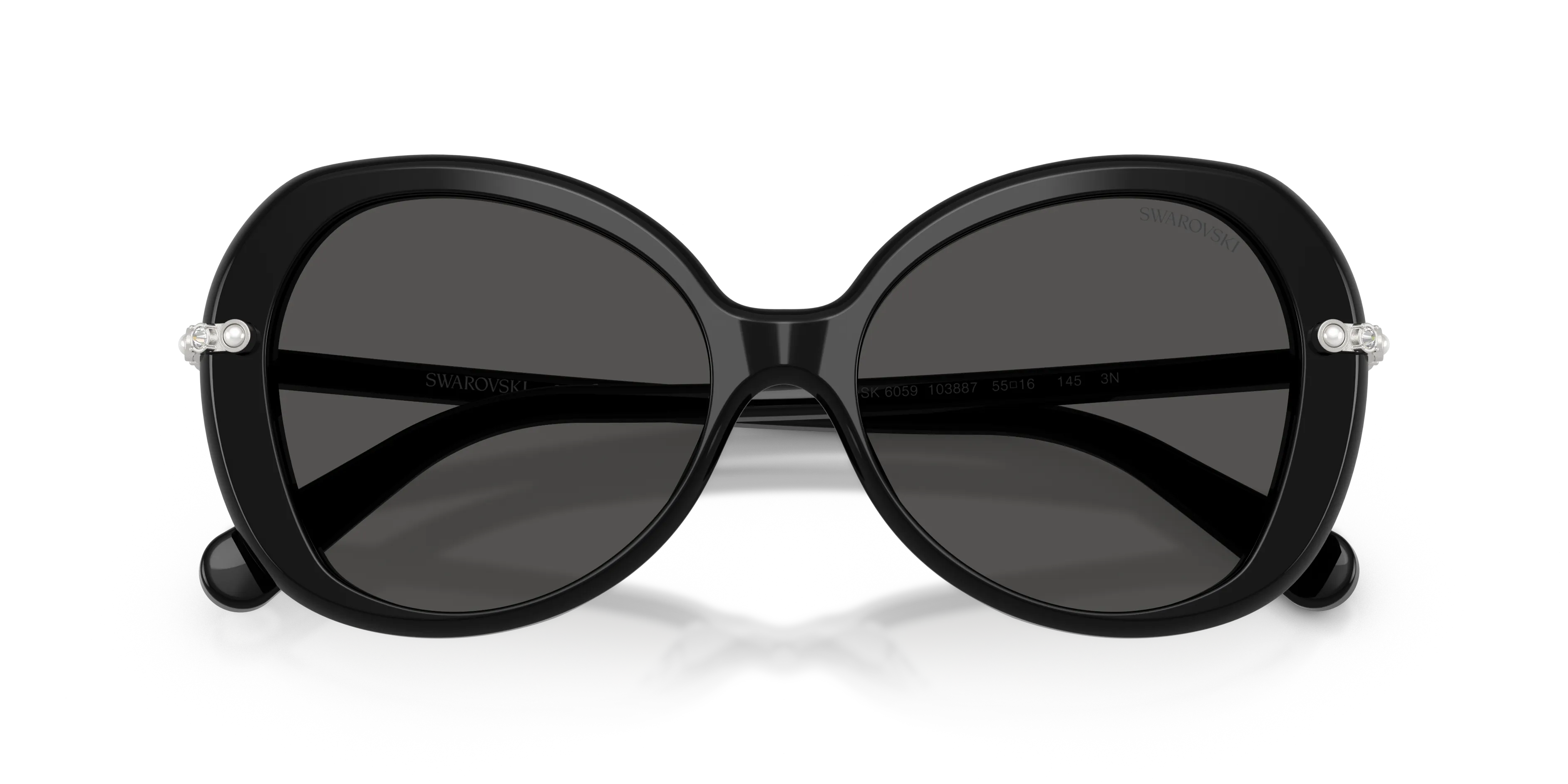 Swarovski SK6059 103887 Occhiali da sole Acetato Nero Grigio Farfalla Normale - immagine 2