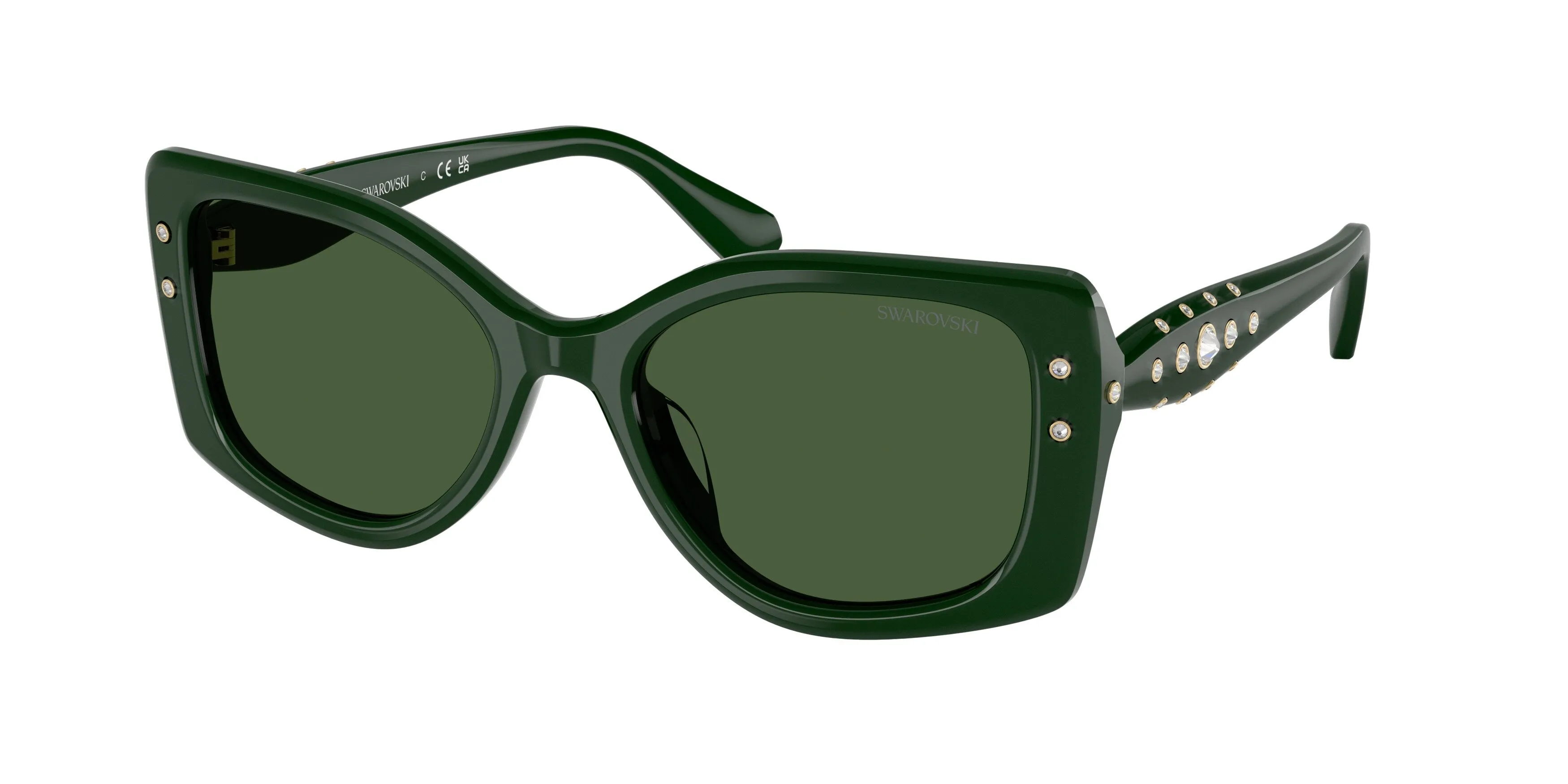 Swarovski SK6058U 102671 Occhiali da sole Acetato Verde Verde Pillow Normale - immagine 1