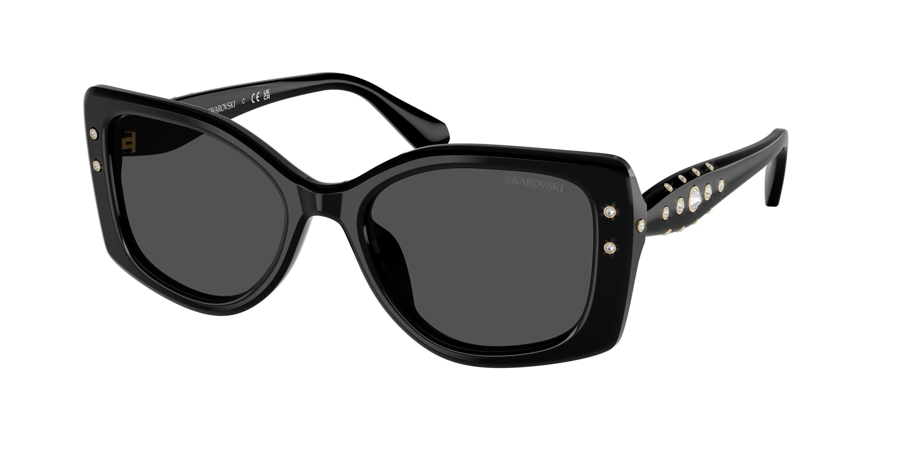 Swarovski SK6058U 100187 Occhiali da sole Acetato Nero Grigio Pillow Normale - immagine 1