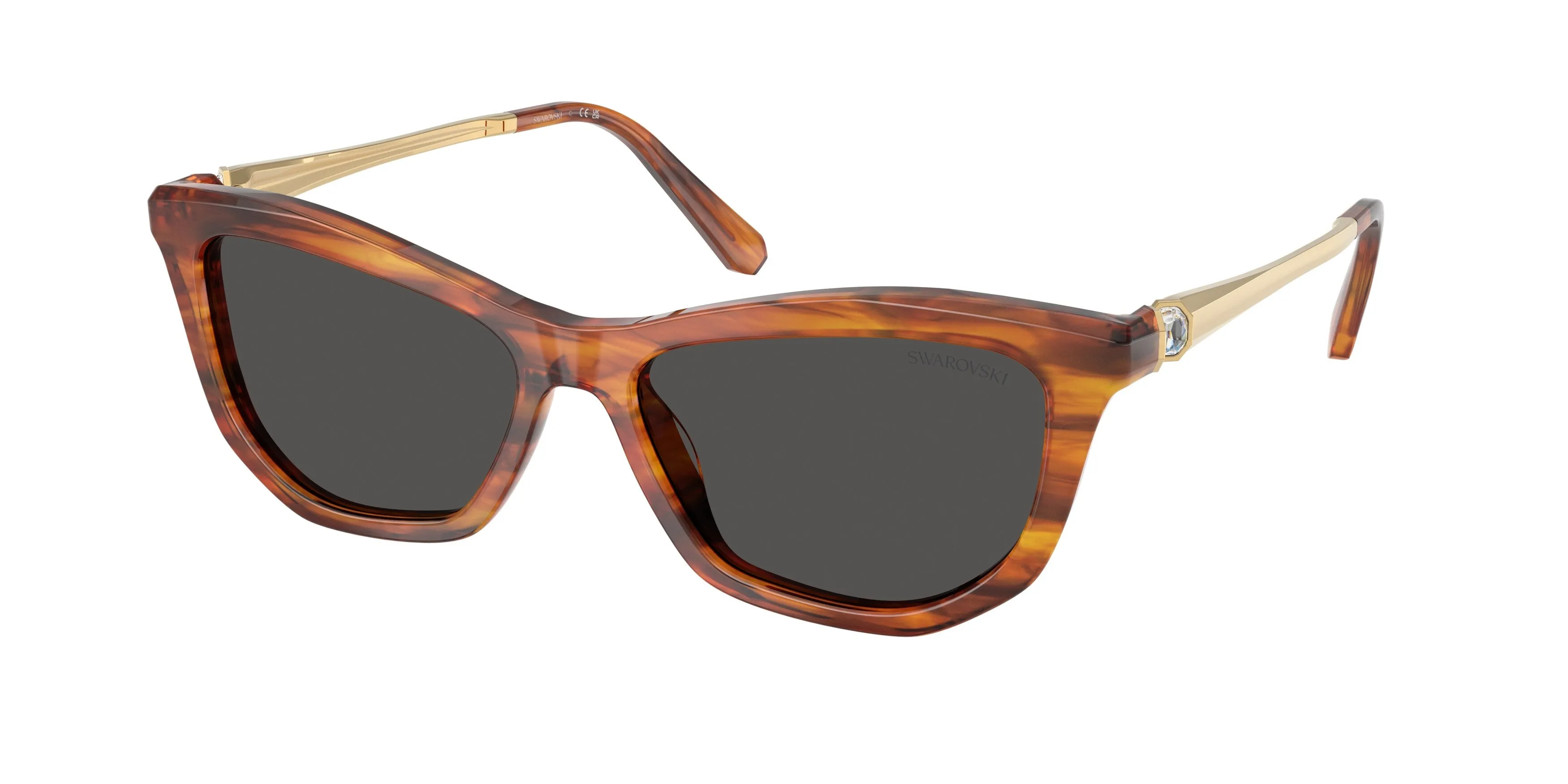 Swarovski SK6057 109187 Occhiali da sole Acetato Marrone Grigio Cat Eye Normale - immagine 1