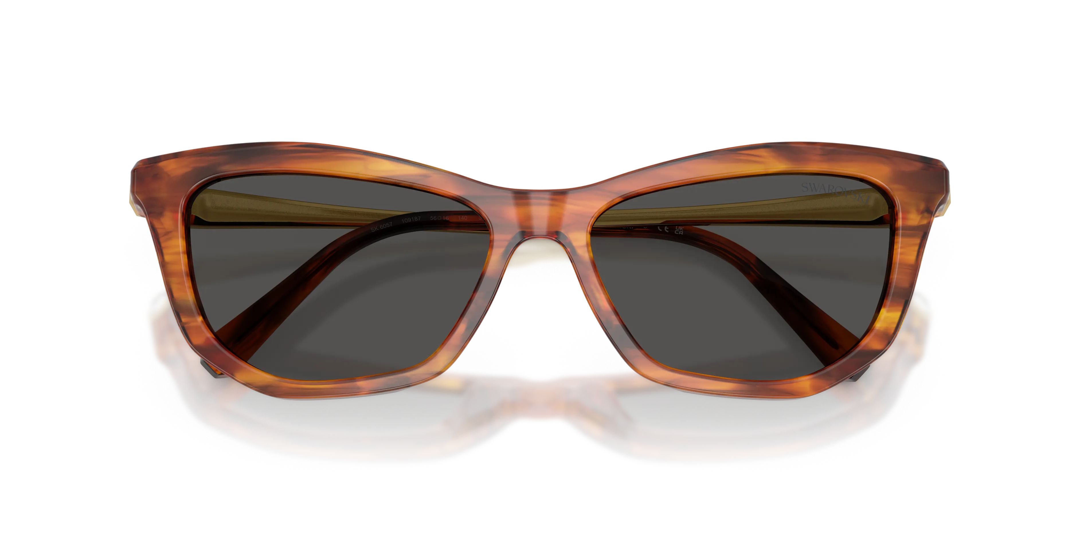 Swarovski SK6057 109187 Occhiali da sole Acetato Marrone Grigio Cat Eye Normale - immagine 2