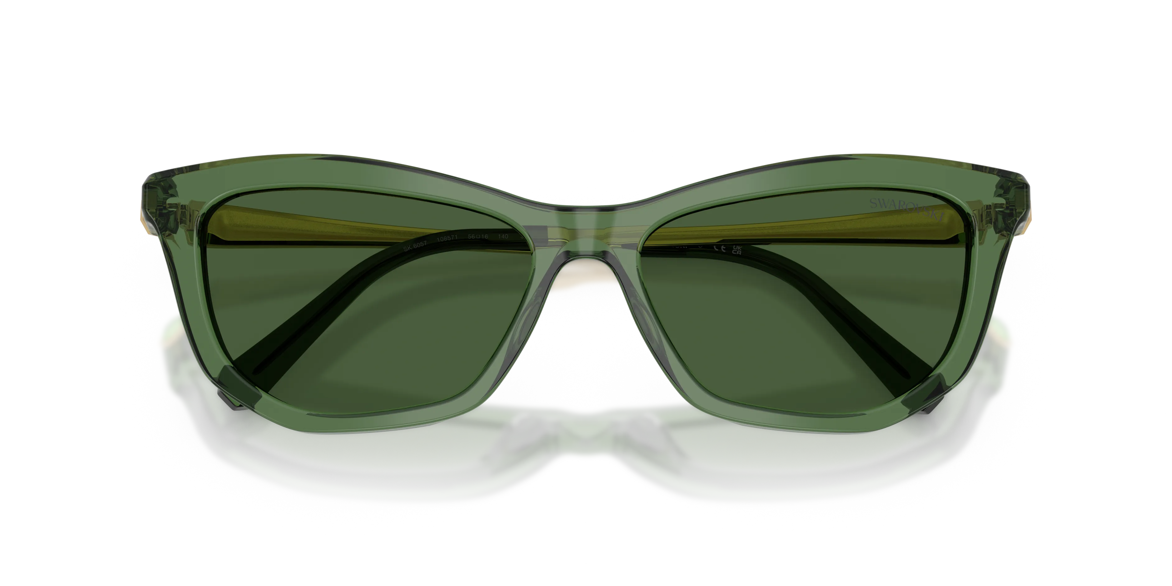 Swarovski SK6057 108571 Occhiali da sole Acetato Verde Verde Cat Eye Normale - immagine 2