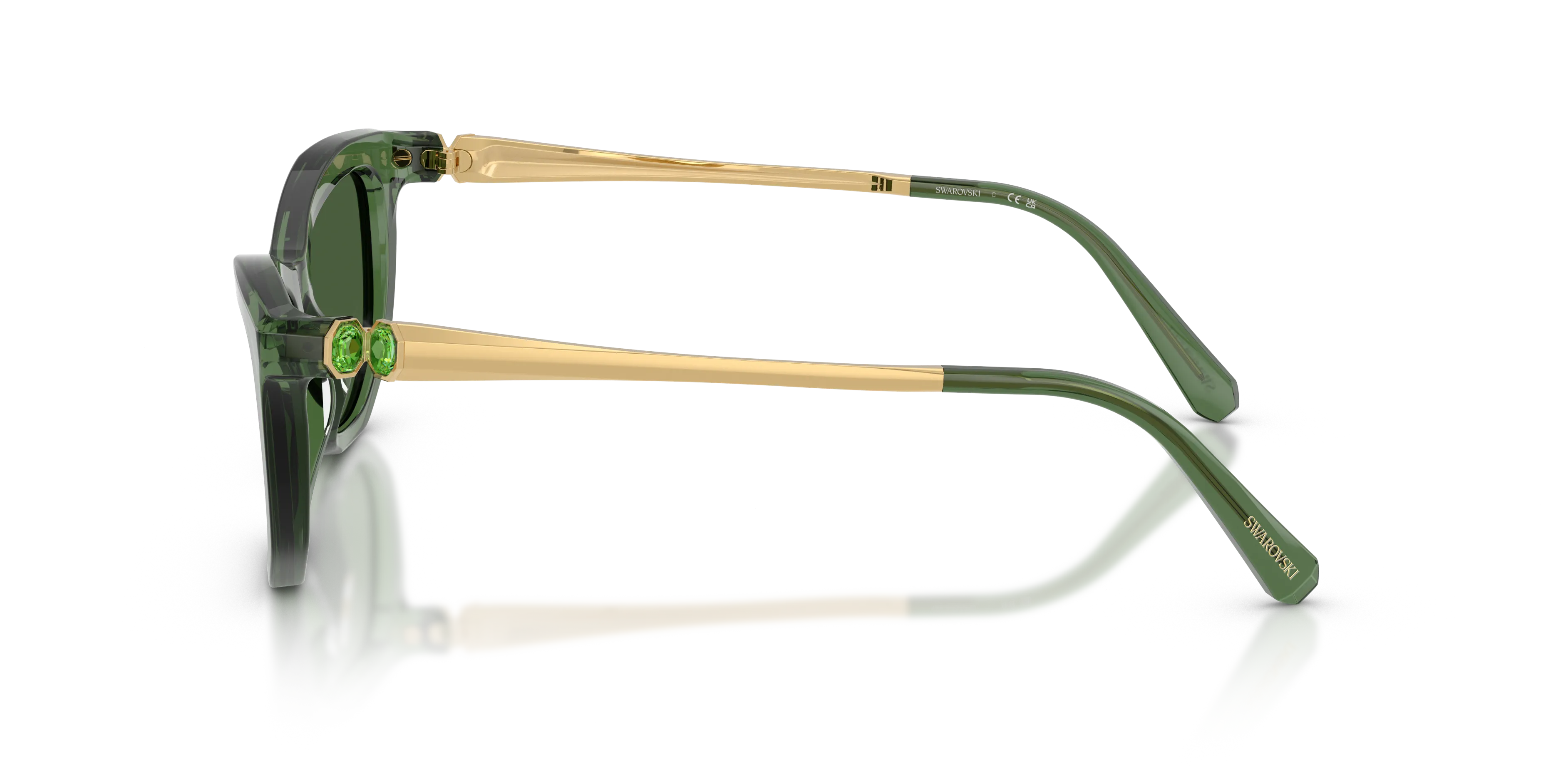 Swarovski SK6057 108571 Occhiali da sole Acetato Verde Verde Cat Eye Normale - immagine 4