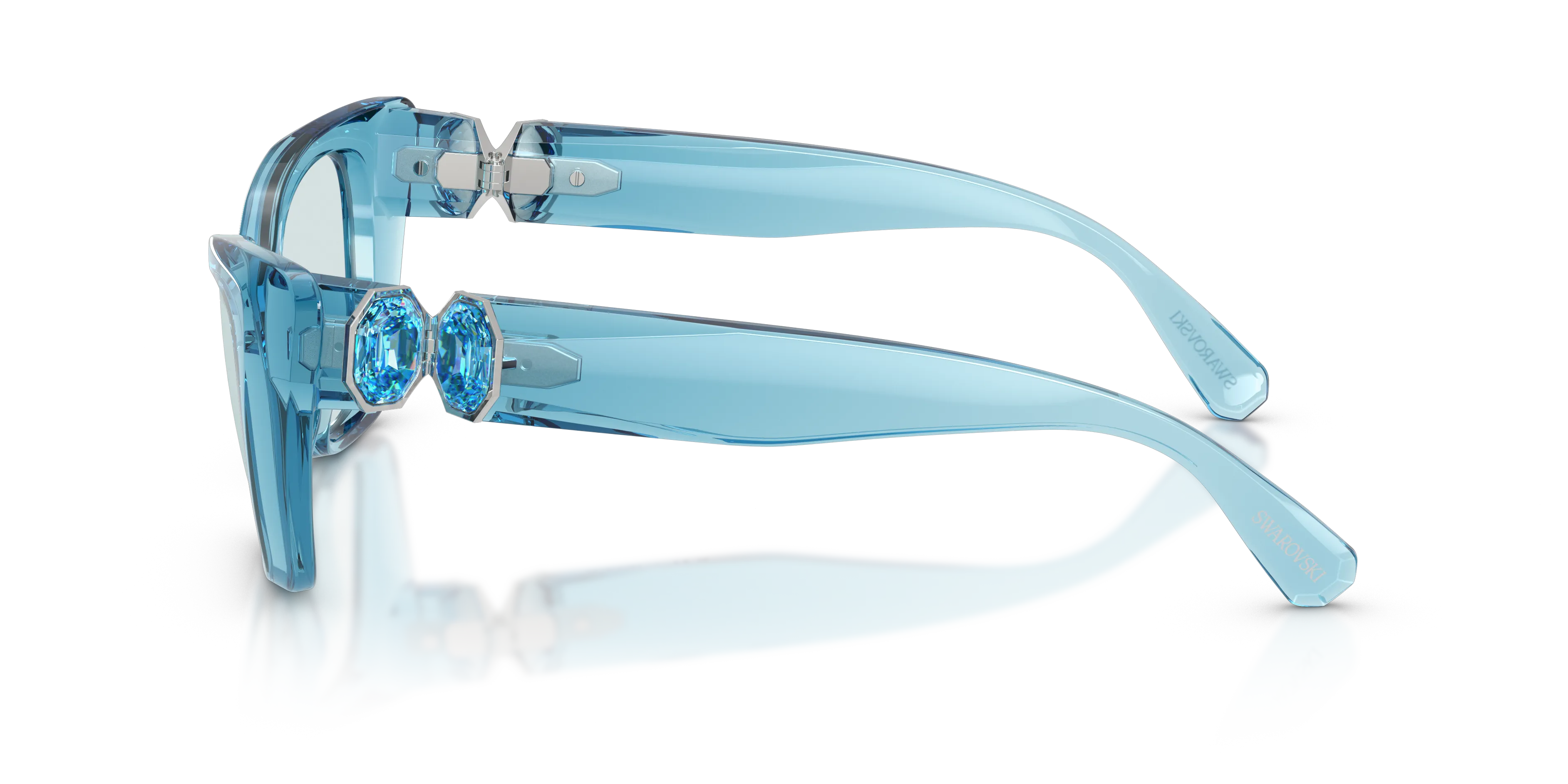 Swarovski SK6047 107872 Occhiali da sole Iniettato Blu Blu Cat Eye Fotocromatiche - immagine 4
