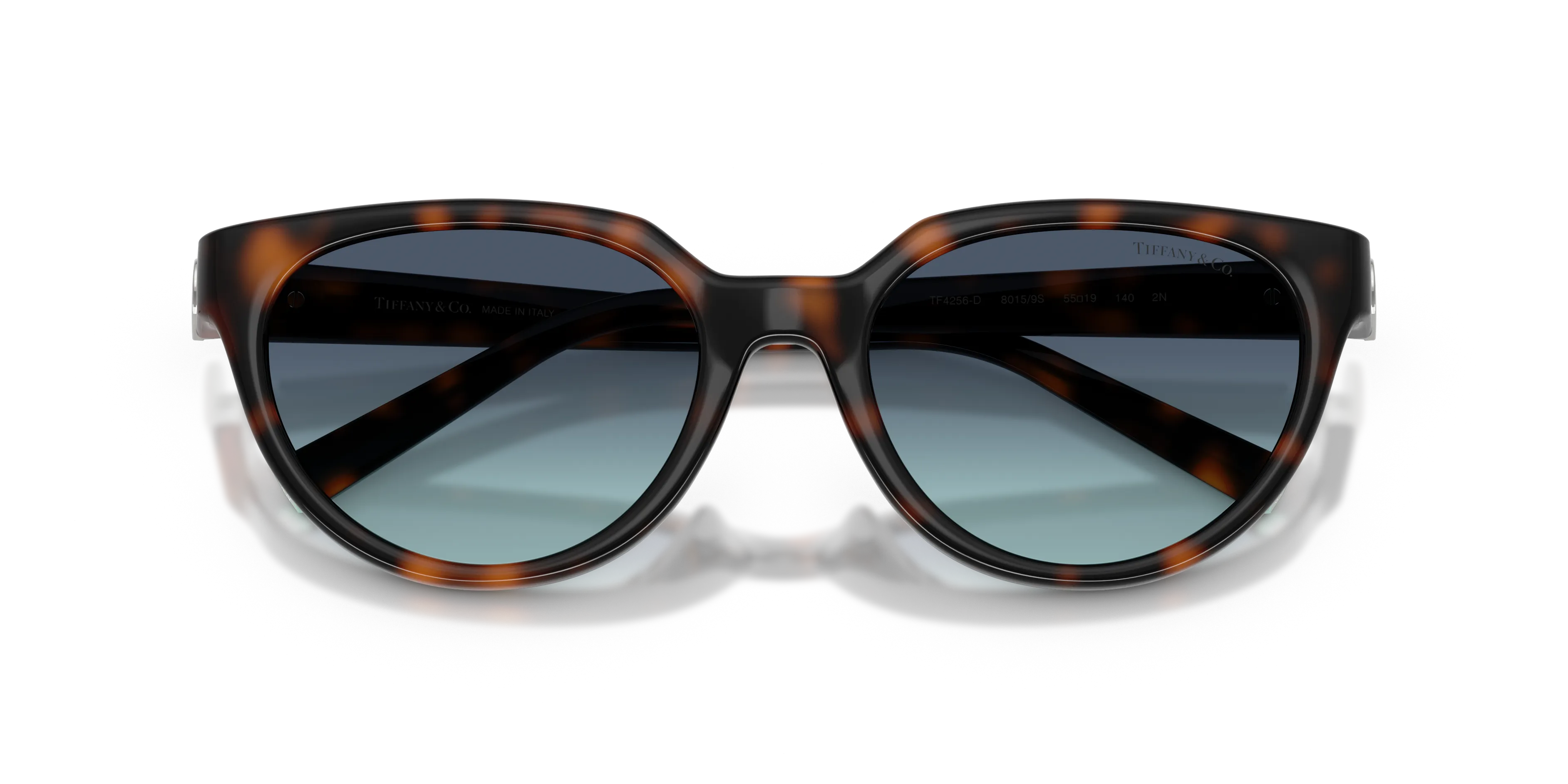 Tiffany TF4256D 80159S Occhiali da sole Iniettato Tartaruga Blu Cat Eye Normale Sfumato - immagine 2