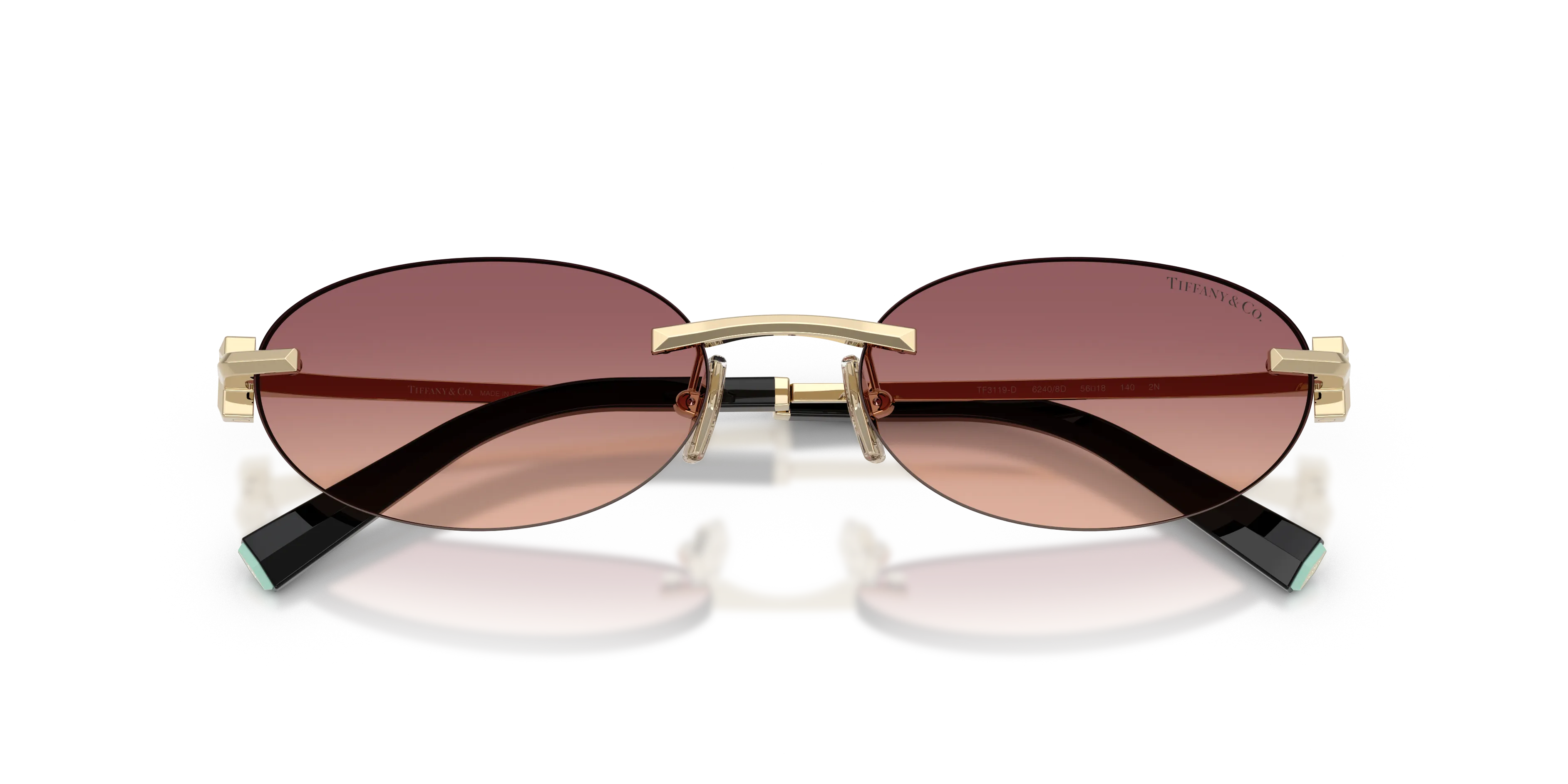 Tiffany TF3119D 62408D Occhiali da sole Metallo Oro Rosa Rotonda Normale Sfumato - immagine 2