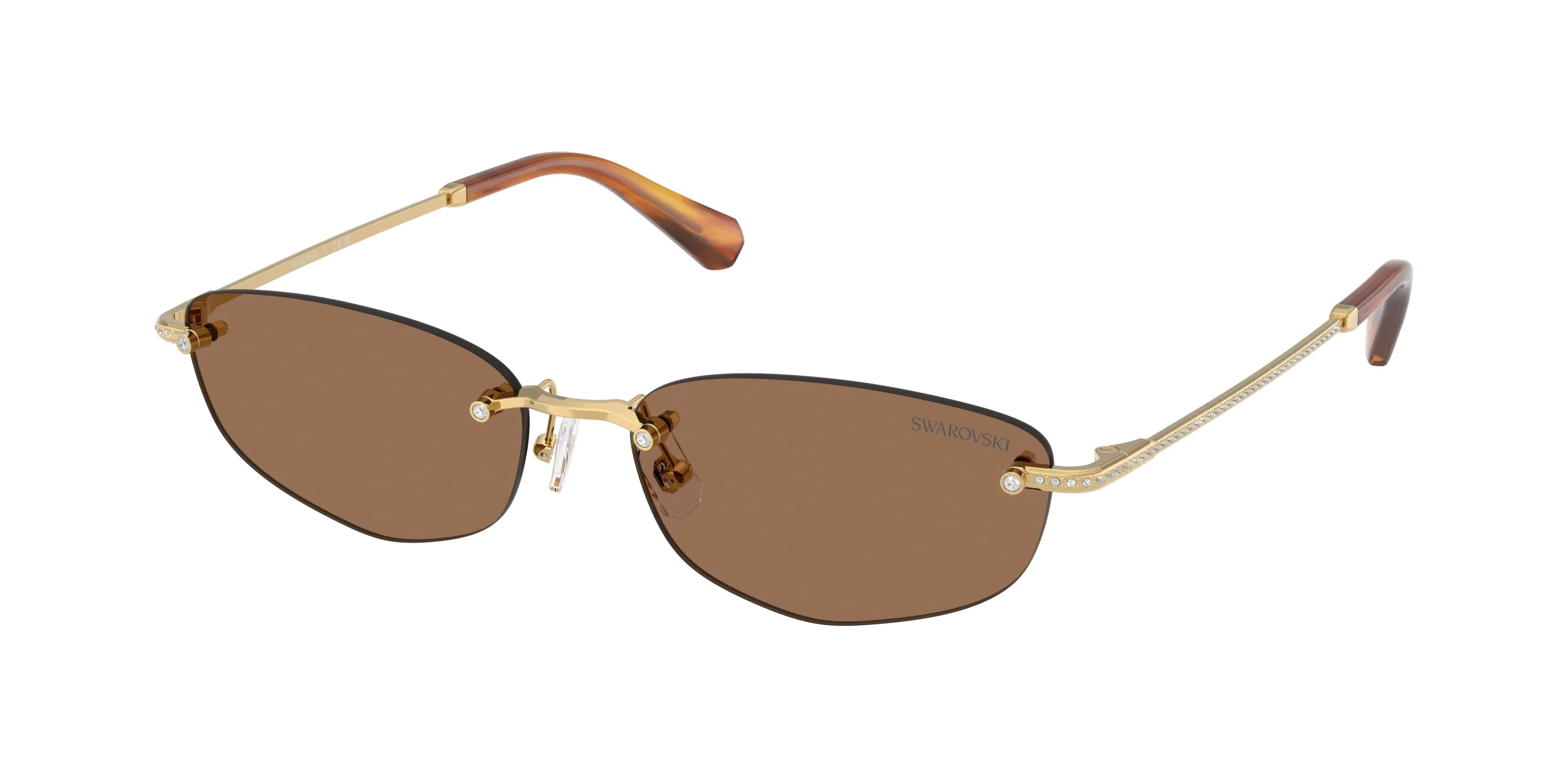 Swarovski SK7045D 400473 Occhiali da sole Metallo Oro Marrone Geometrica Normale - immagine 1