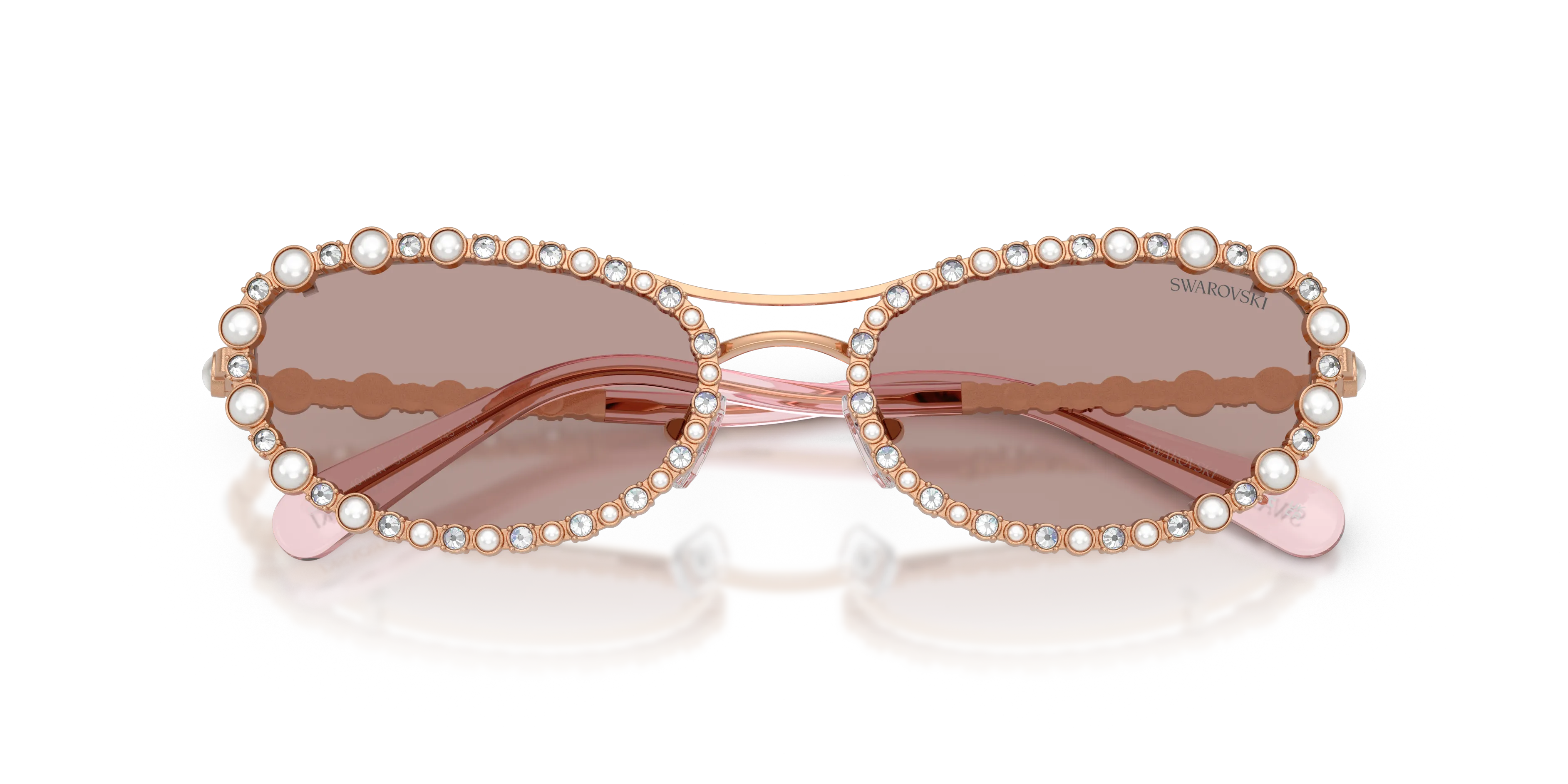 Swarovski SK7044 40147N Occhiali da sole Metallo Oro Marrone Rotonda Normale - immagine 2