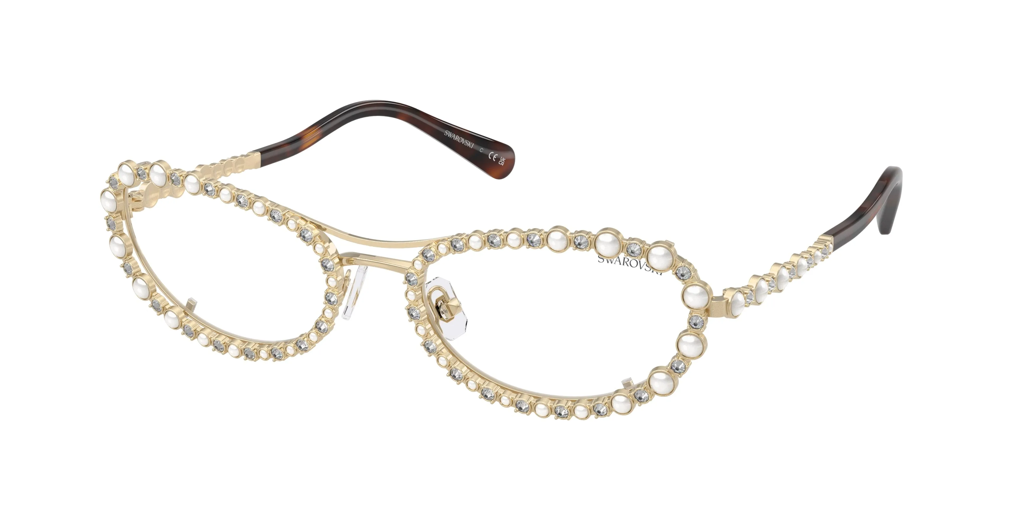 Swarovski SK7044 4013SB Occhiali da sole Metallo Oro Trasparente Rotonda Normale - immagine 1