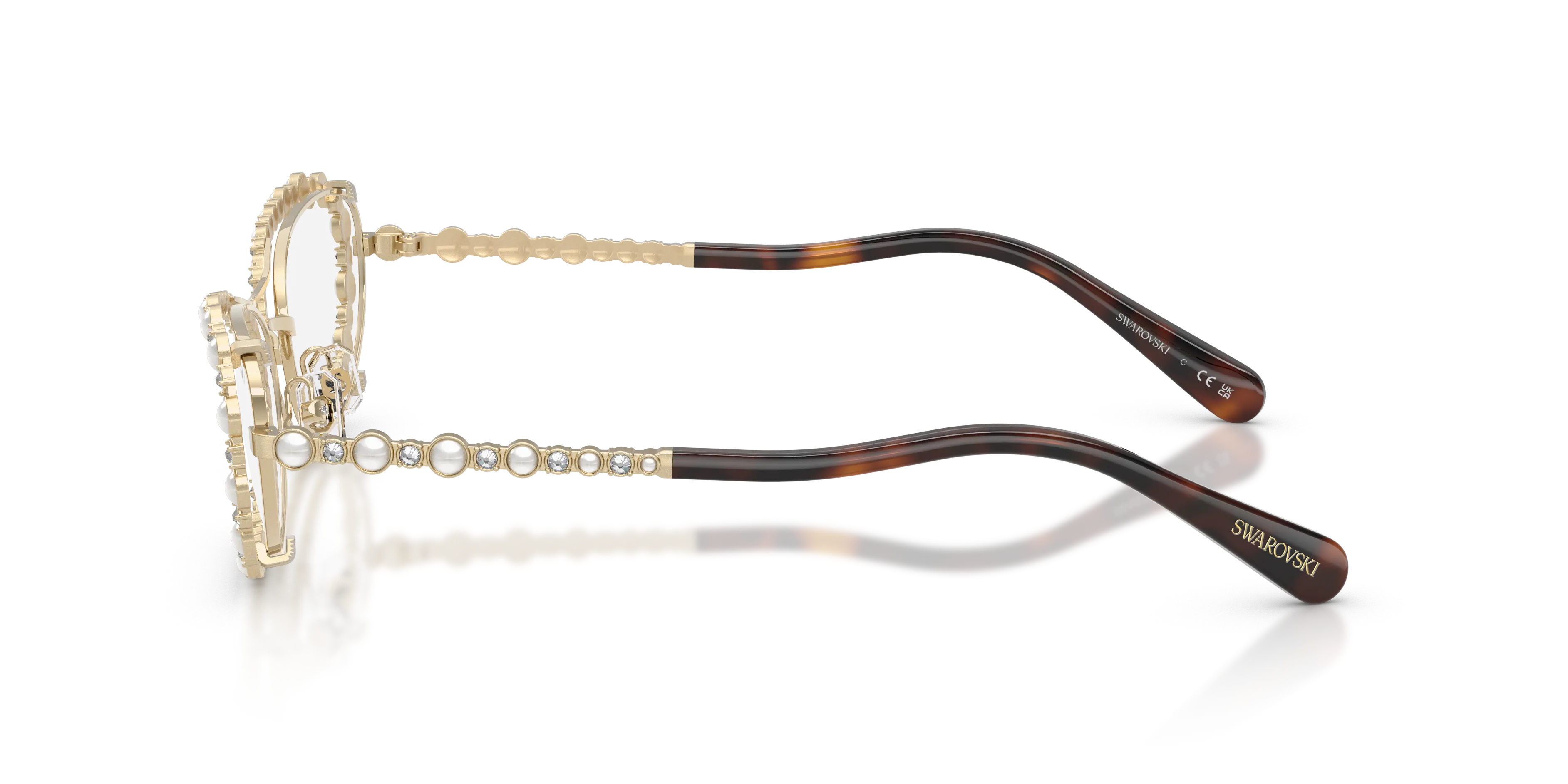 Swarovski SK7044 4013SB Occhiali da sole Metallo Oro Trasparente Rotonda Normale - immagine 4