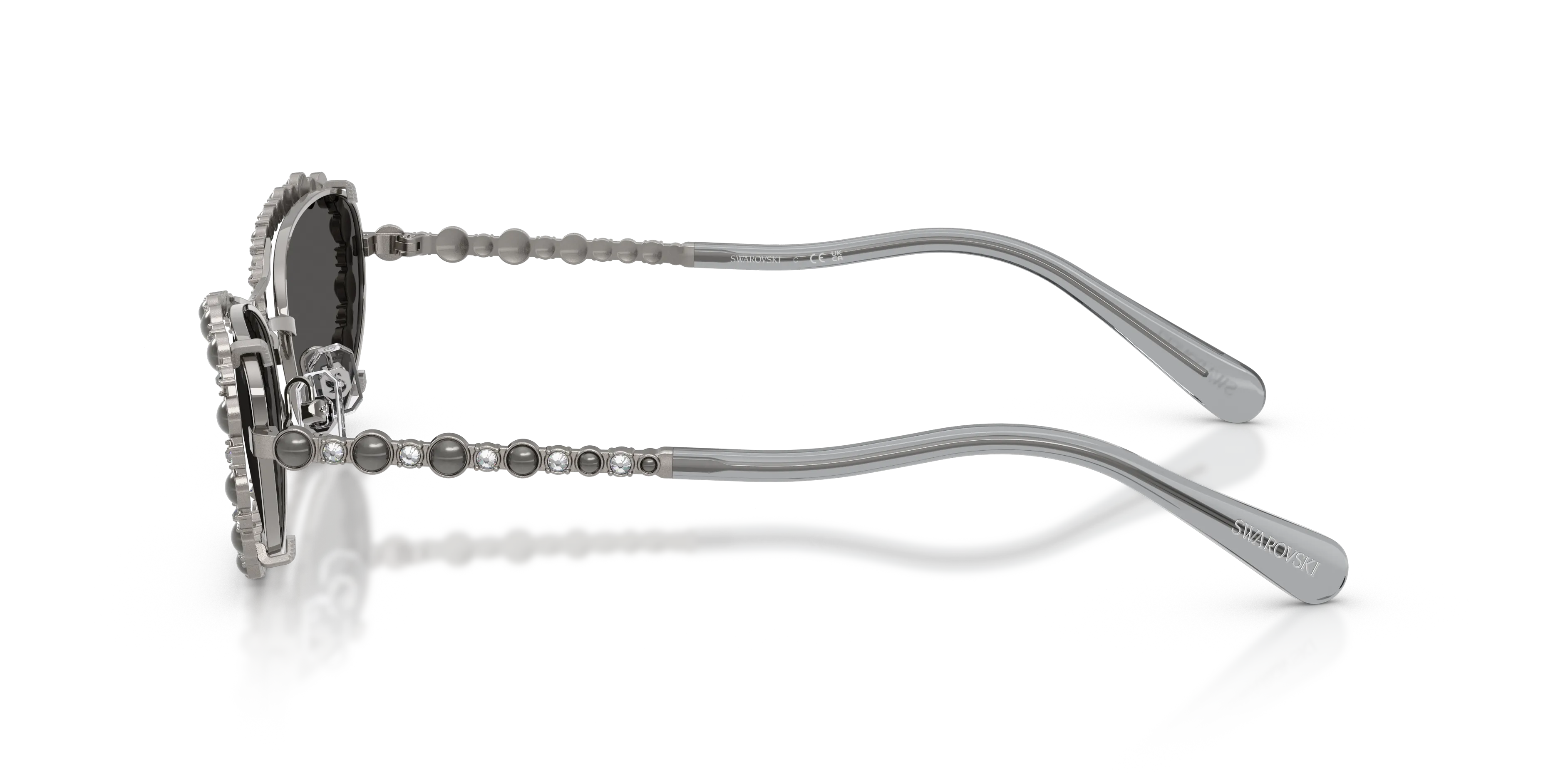 Swarovski SK7044 400987 Occhiali da sole Metallo Grigio Grigio Rotonda Normale - immagine 4