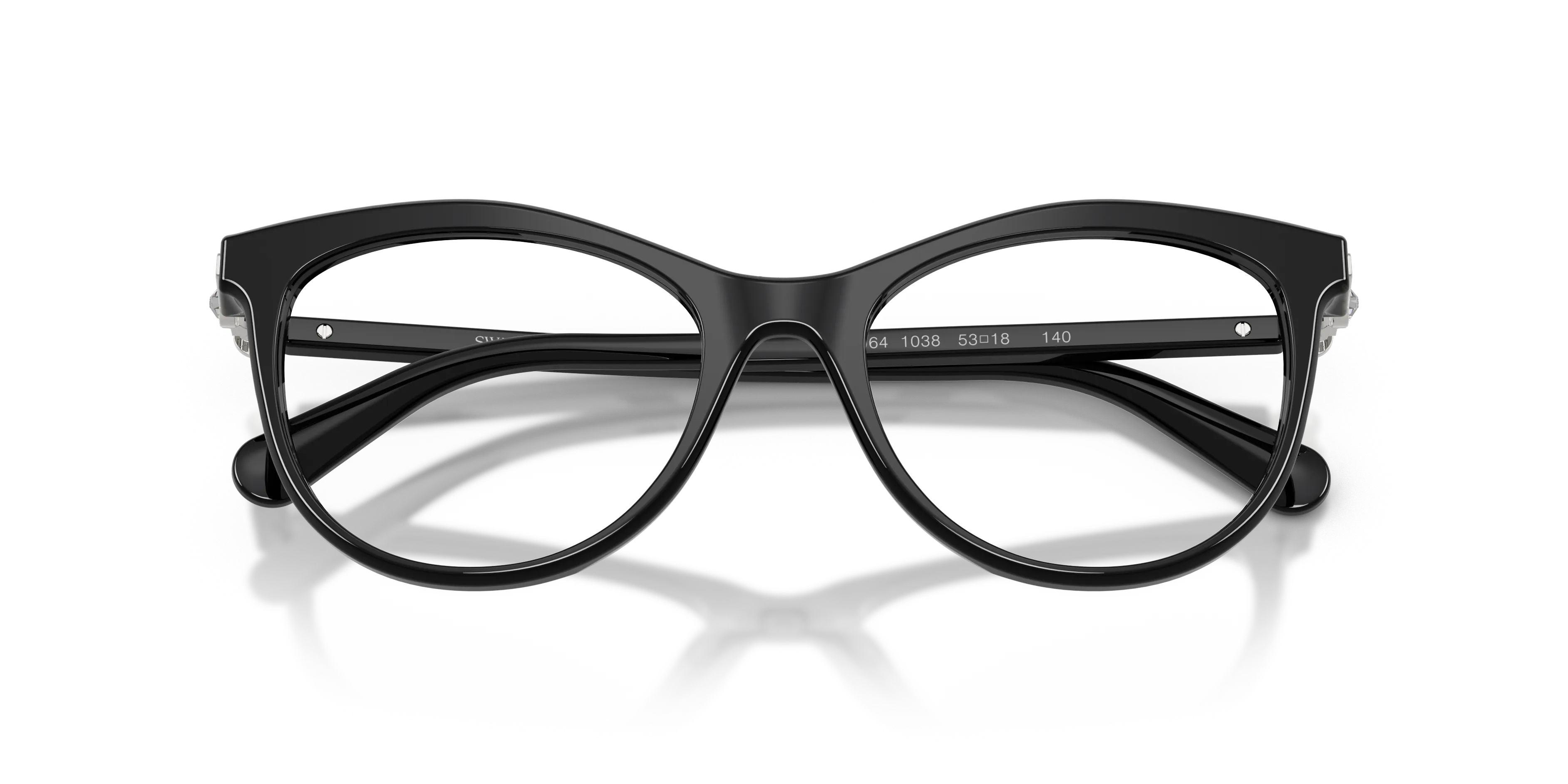 Swarovski SK2064 1038 Montature da vista Acetato Nero Trasparente Rotonda Normale - immagine 2