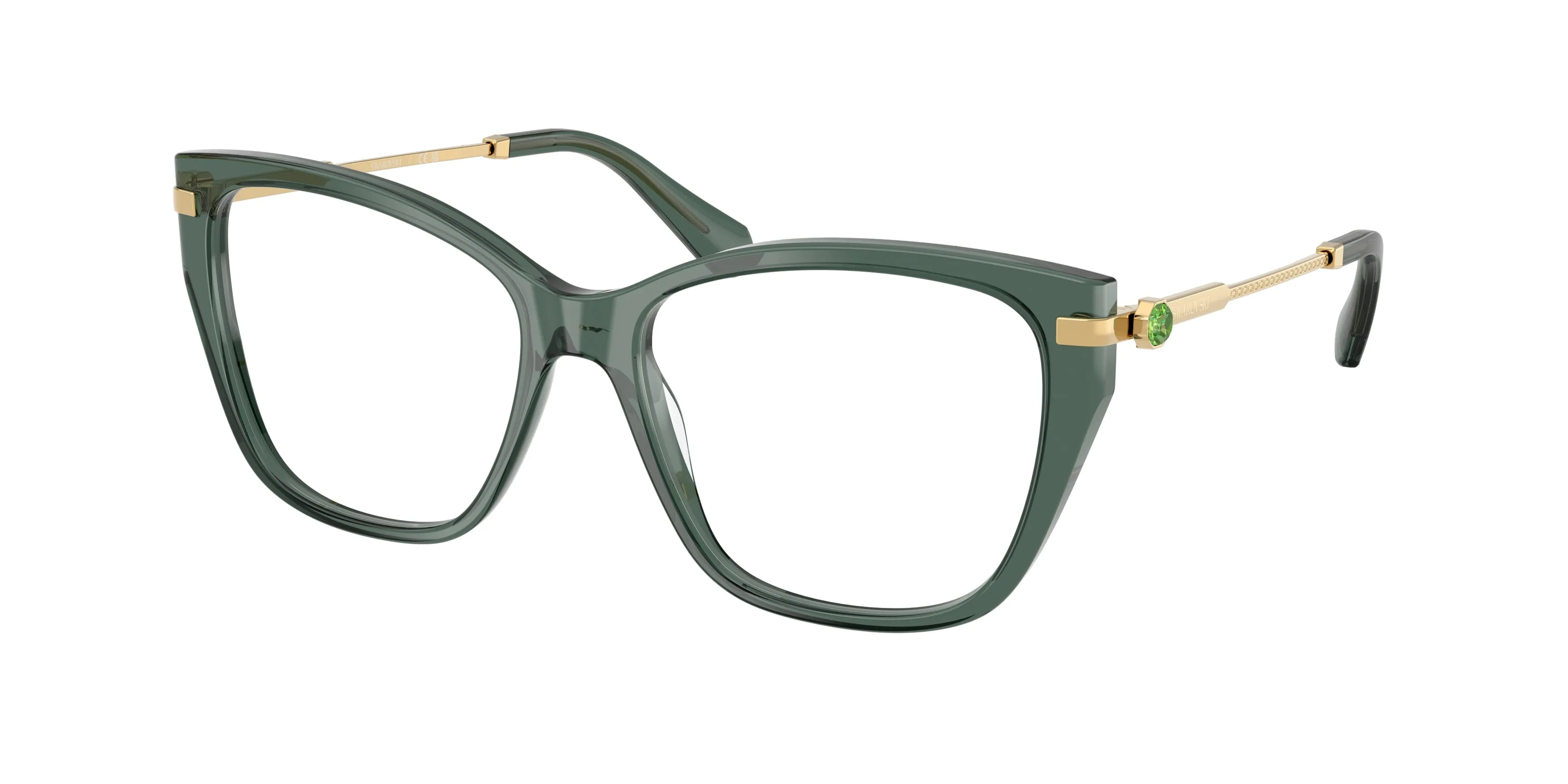 Swarovski SK2060 1043 Montature da vista Acetato Verde Trasparente Cat Eye Normale - immagine 1