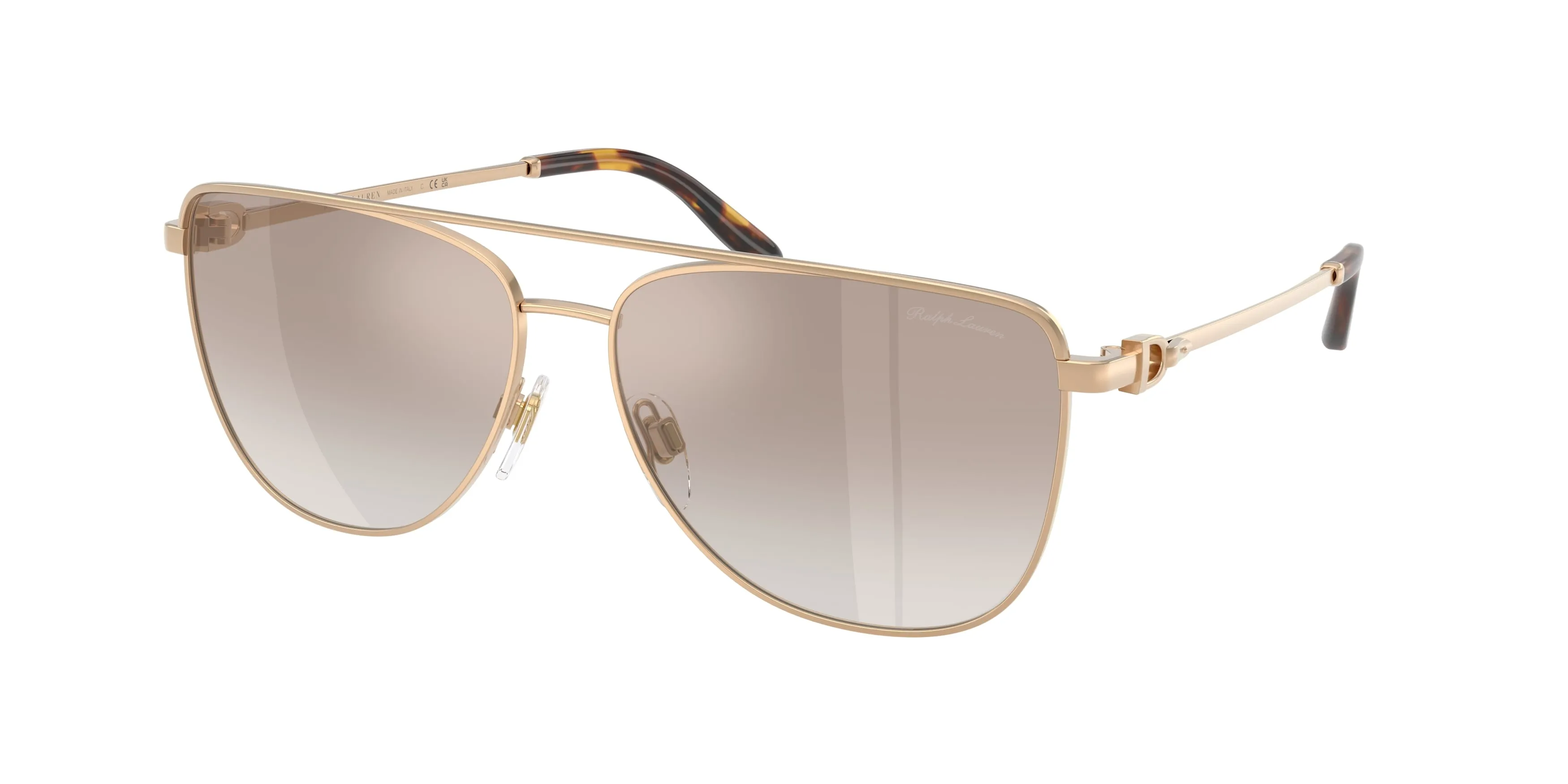 Ralph Lauren RL7096 94876E Occhiali da sole Metallo Oro Marrone Pilot Normale Sfumato - immagine 1