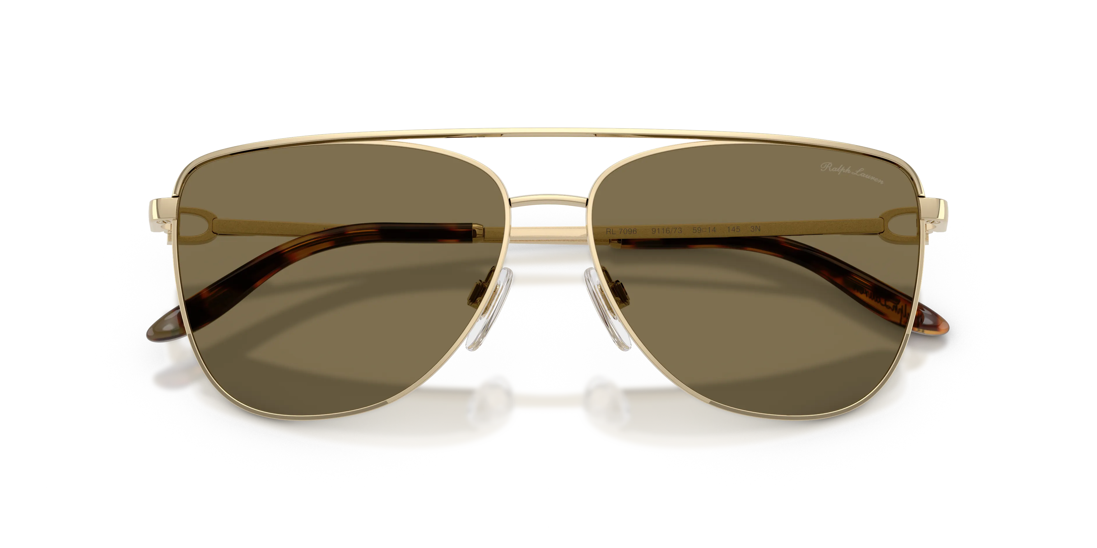 Ralph Lauren RL7096 911673 Occhiali da sole Metallo Oro Marrone Pilot Normale - immagine 2