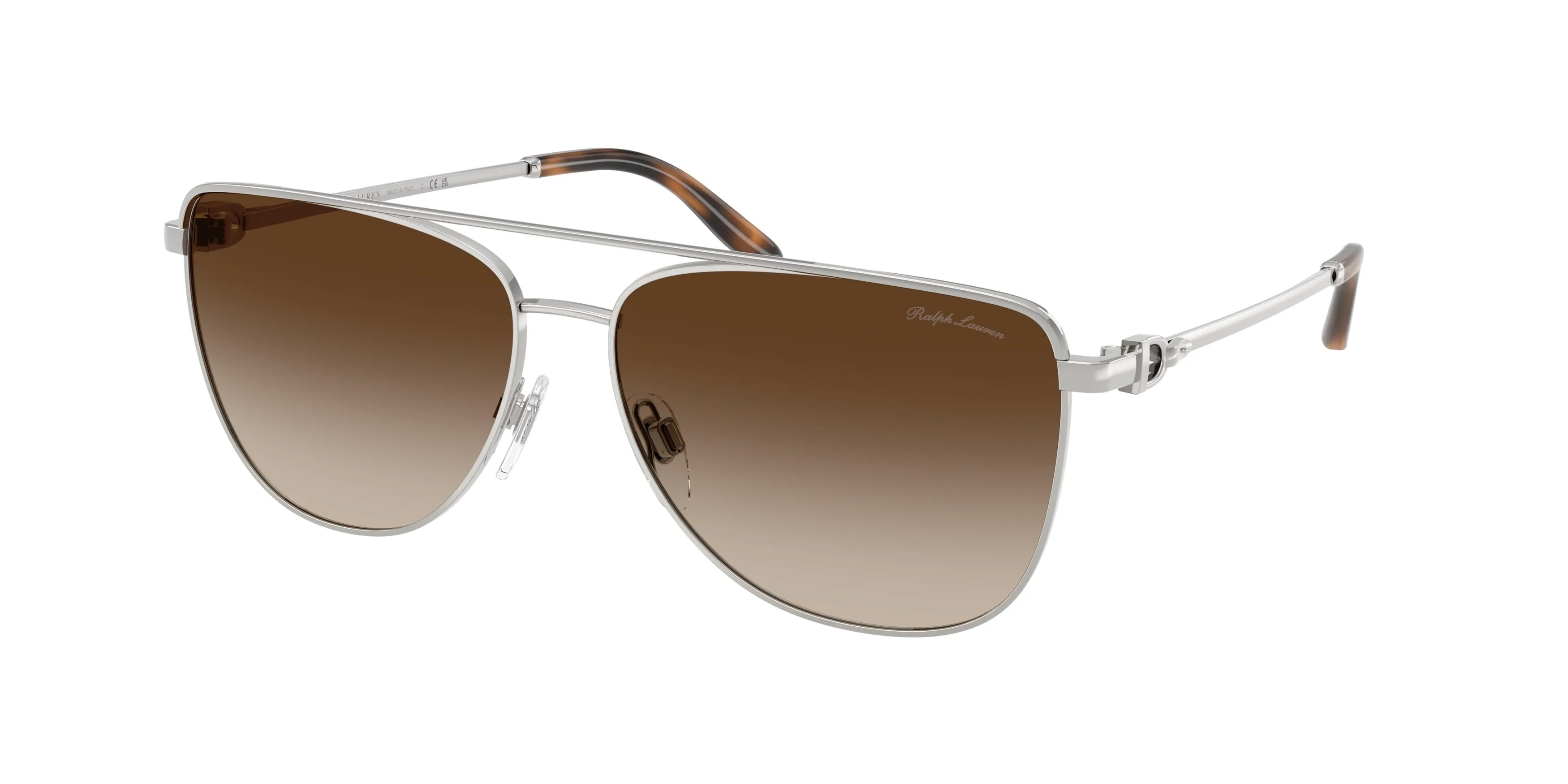 Ralph Lauren RL7096 900113 Occhiali da sole Metallo Argento Marrone Pilot Normale Sfumato - immagine 1