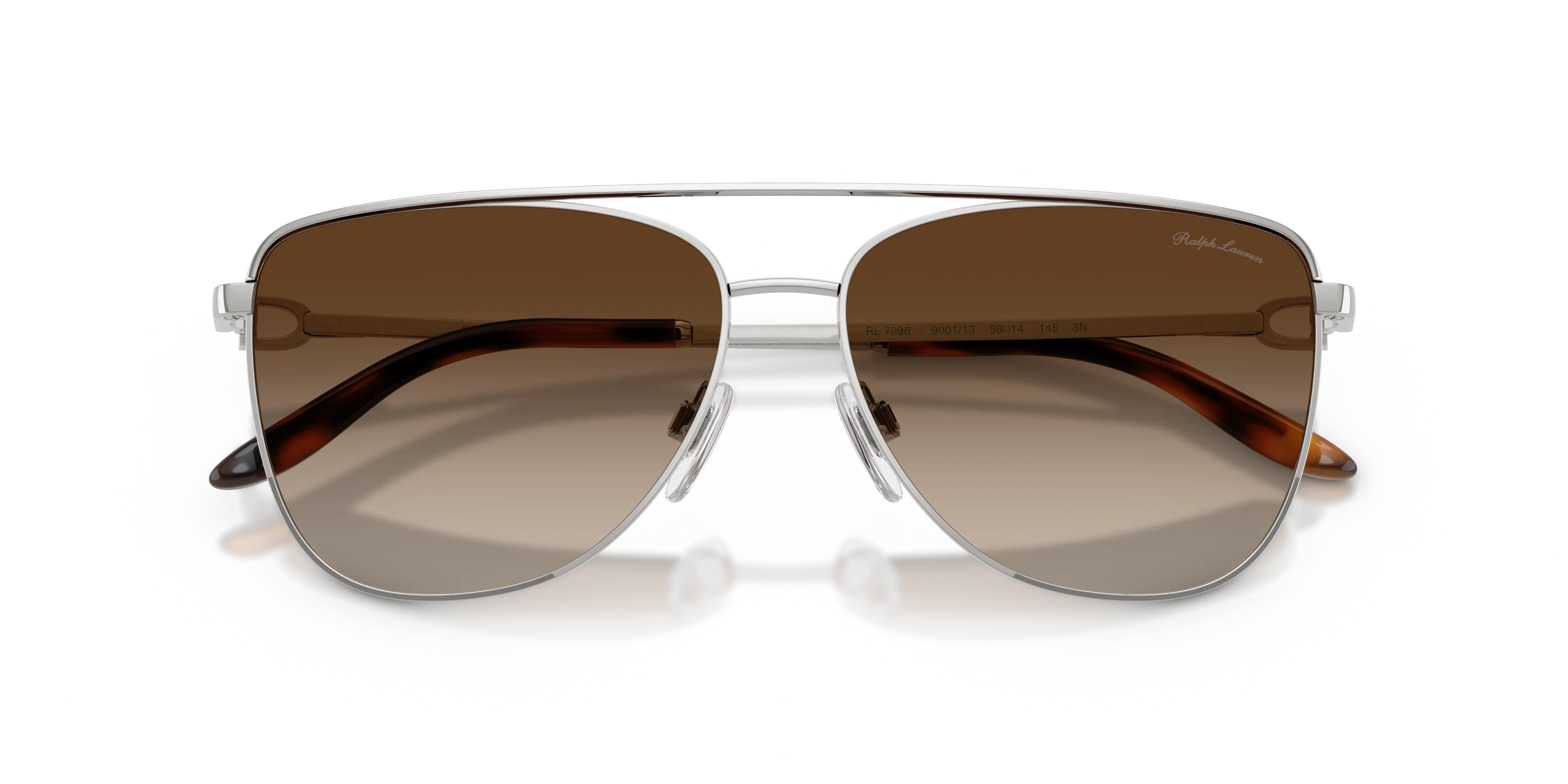 Ralph Lauren RL7096 900113 Occhiali da sole Metallo Argento Marrone Pilot Normale Sfumato - immagine 2
