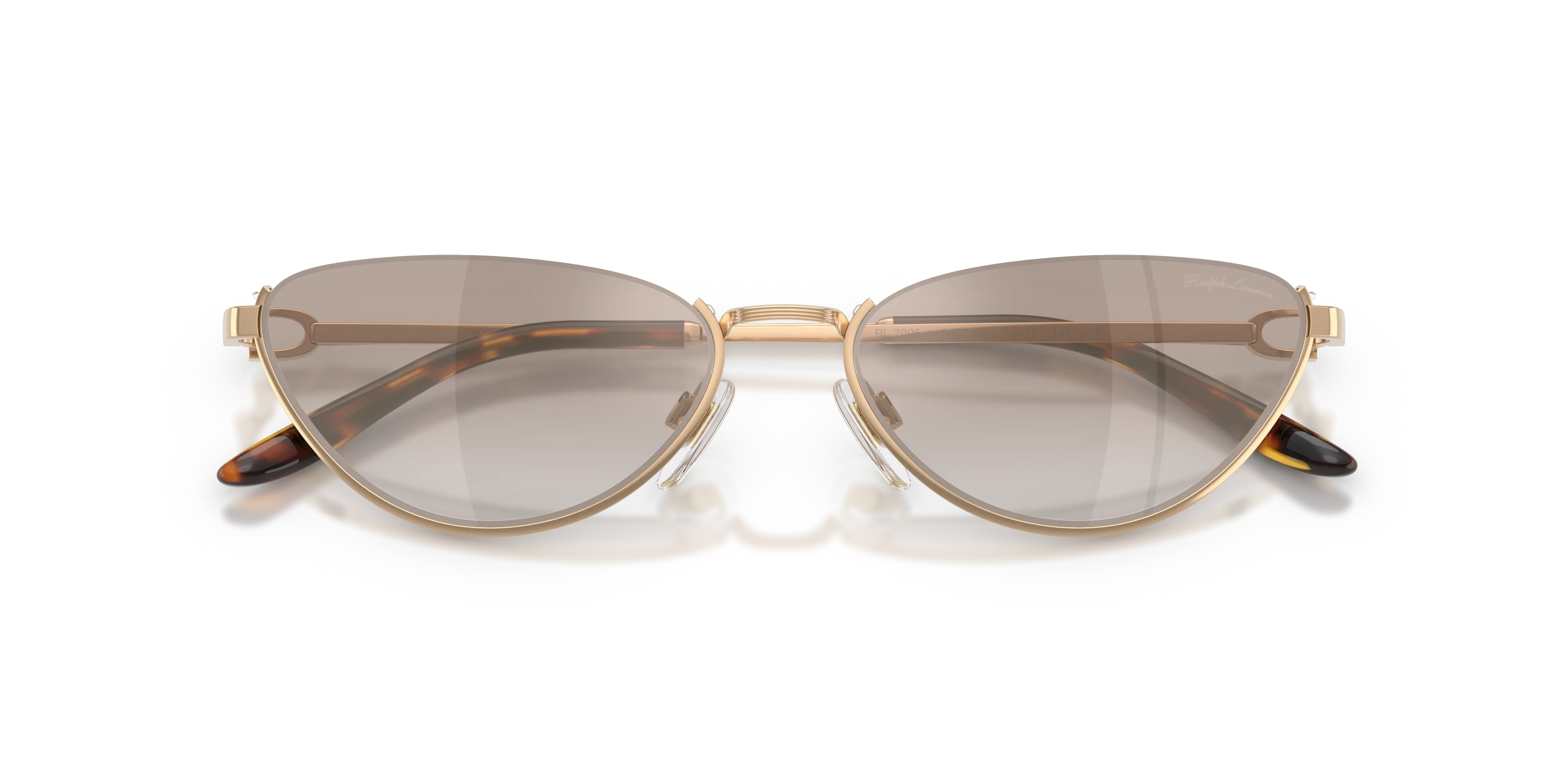 Ralph Lauren RL7095 94876E Occhiali da sole Metallo Oro Marrone Cat Eye Normale Sfumato - immagine 2