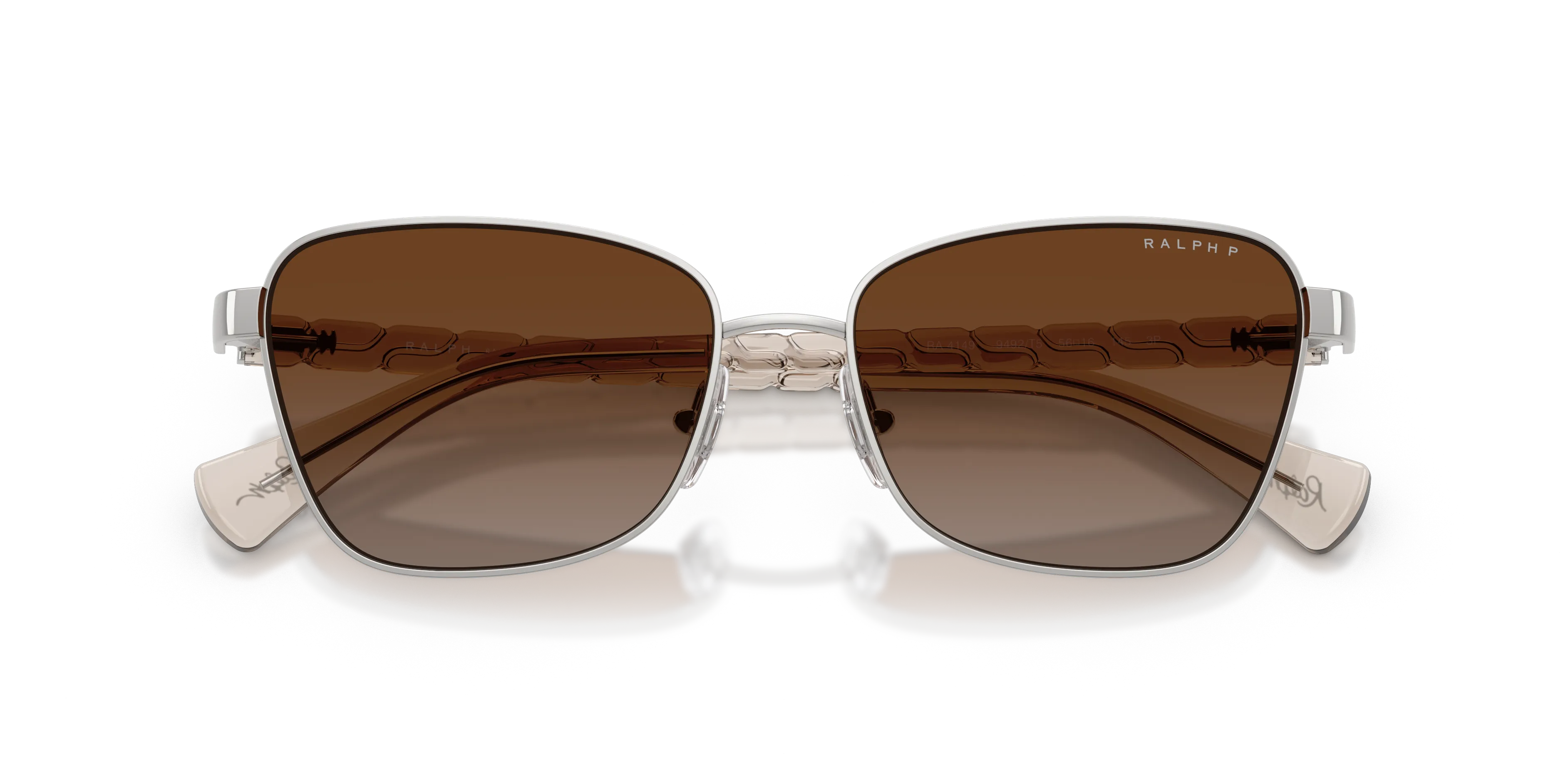 Ralph Lauren RA4149 9492T5 Occhiali da sole Metallo Argento Marrone Geometrica Polarizzata Sfumato - immagine 2