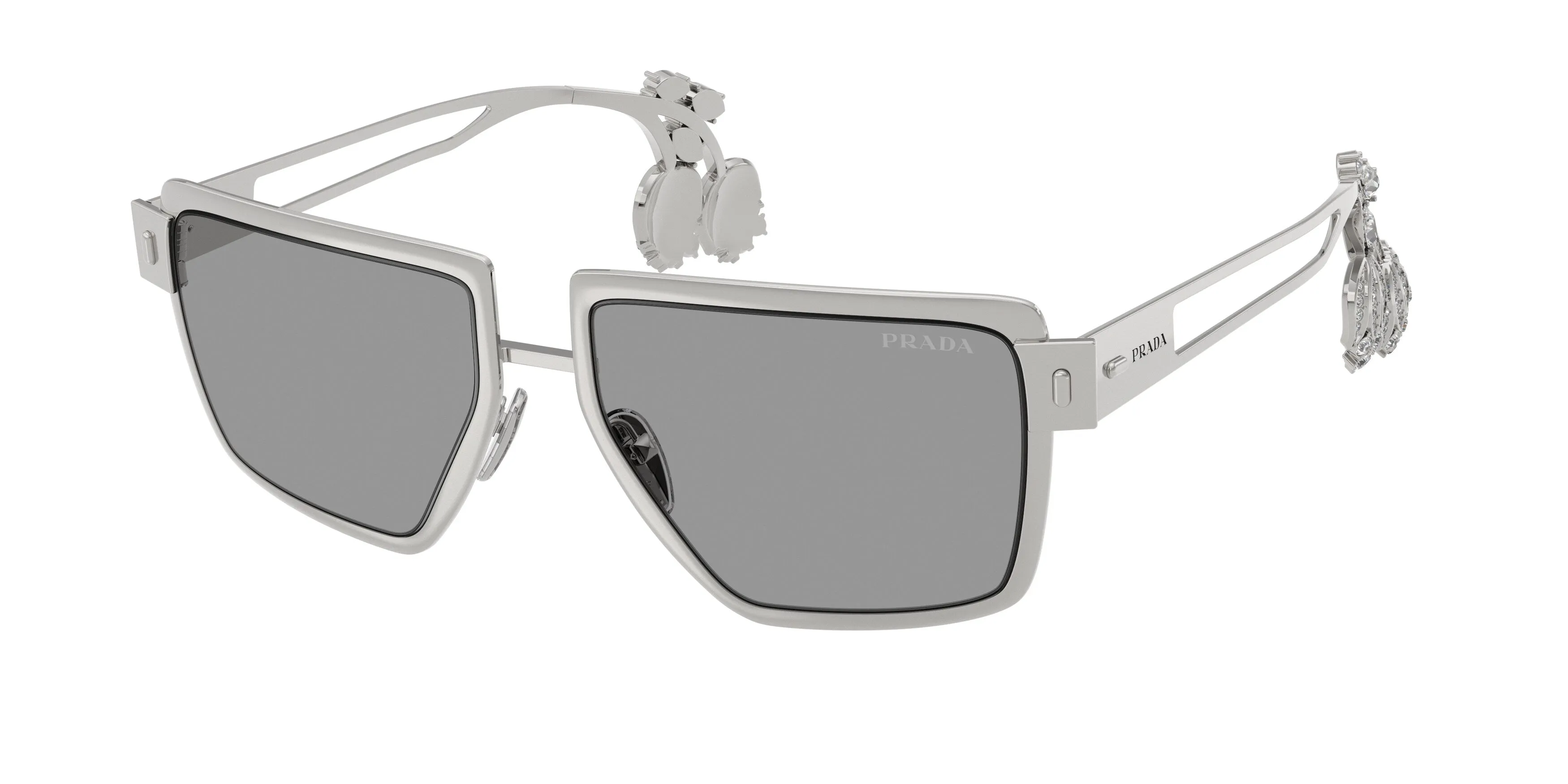 Prada PR D56S 1BC50Q Occhiali da sole Metallo Argento Grigio Squadrata Normale - immagine 1