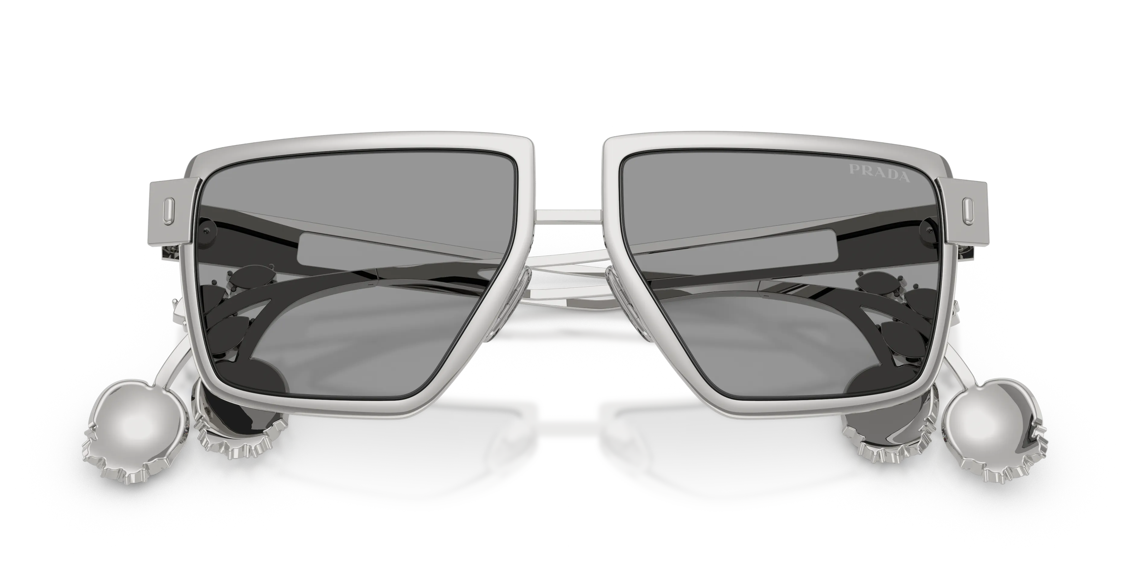 Prada PR D56S 1BC50Q Occhiali da sole Metallo Argento Grigio Squadrata Normale - immagine 2