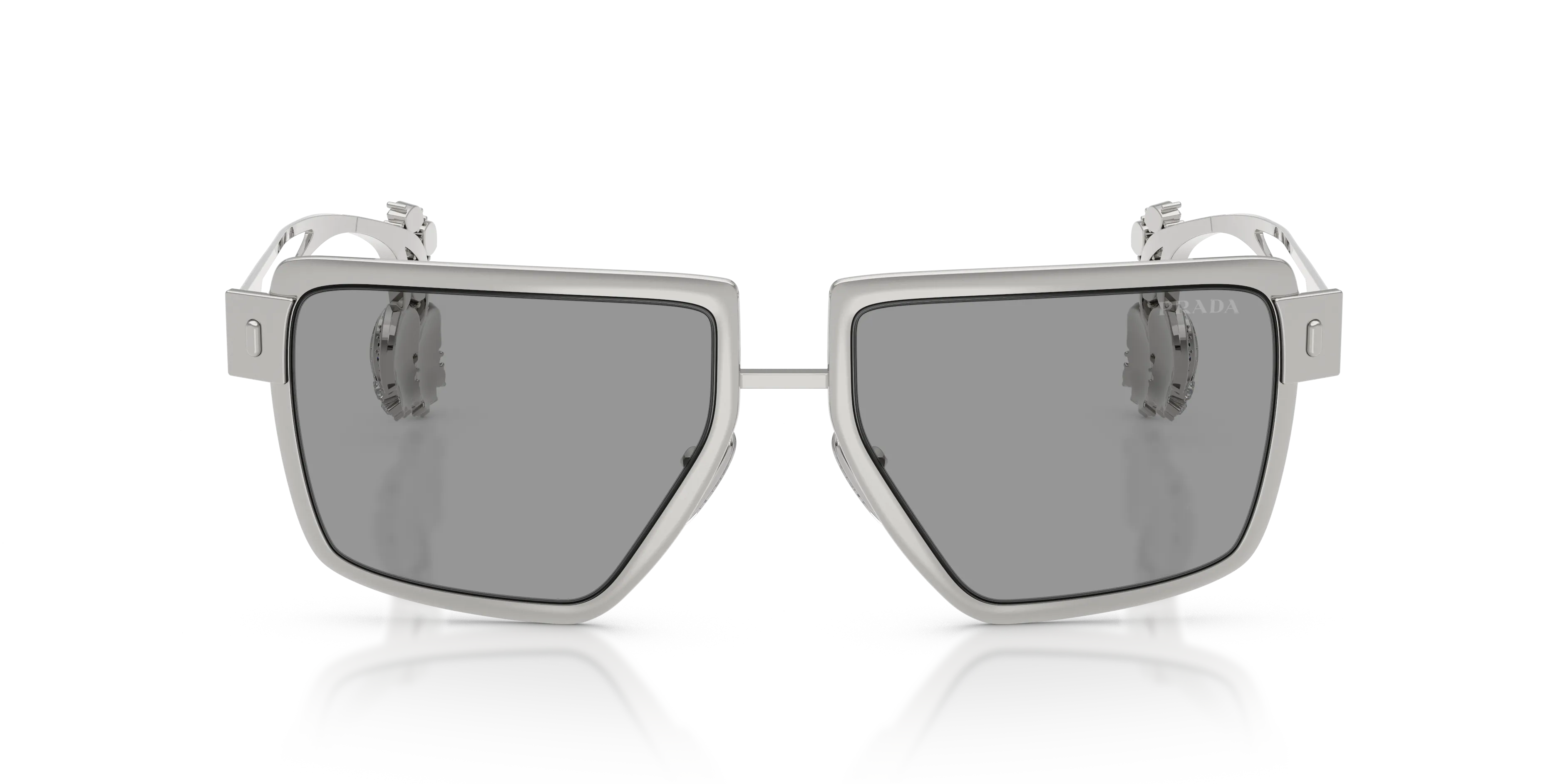 Prada PR D56S 1BC50Q Occhiali da sole Metallo Argento Grigio Squadrata Normale - immagine 3