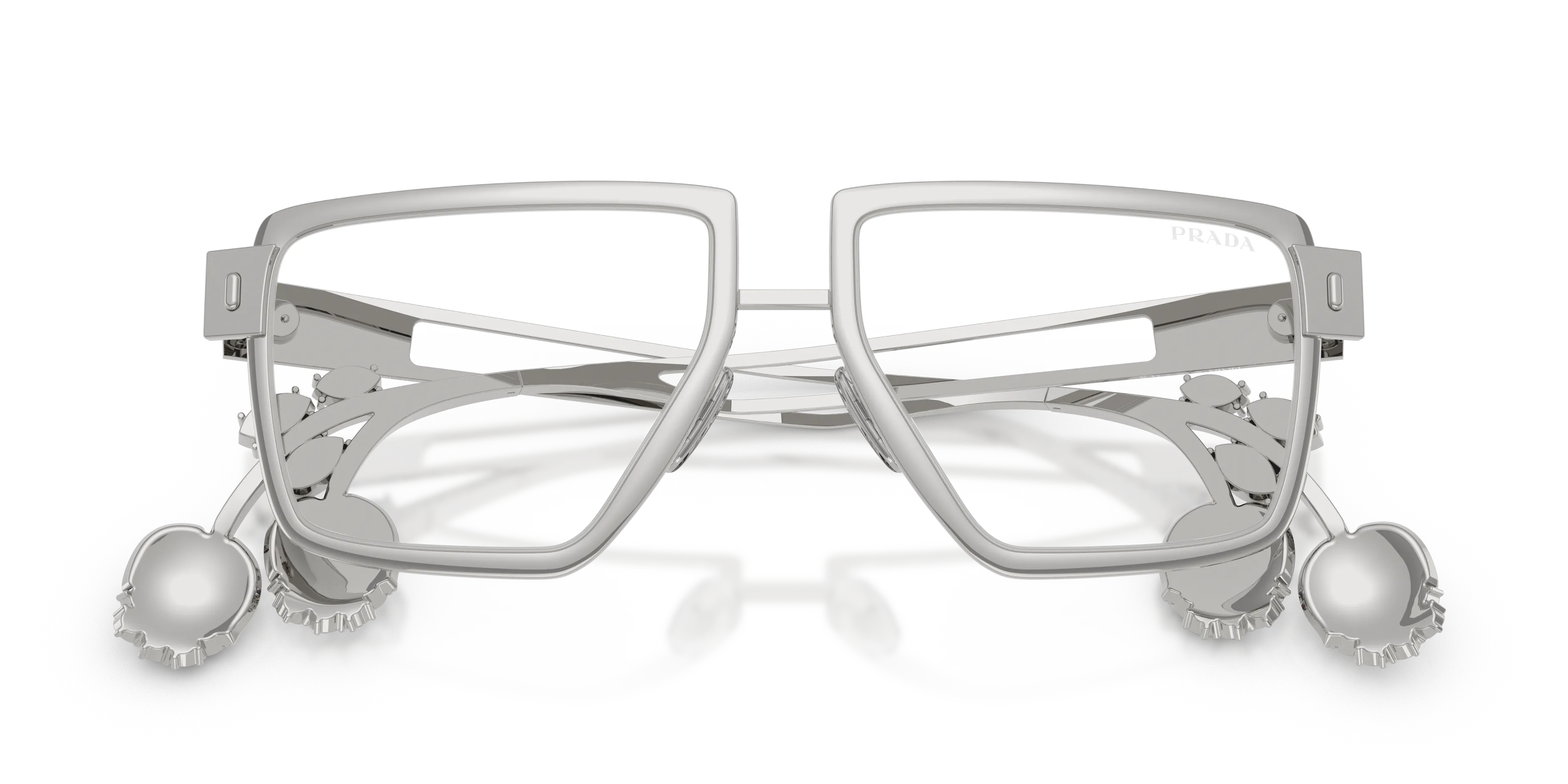 Prada PR D56S 1BC10W Occhiali da sole Metallo Argento Trasparente Squadrata Normale - immagine 2