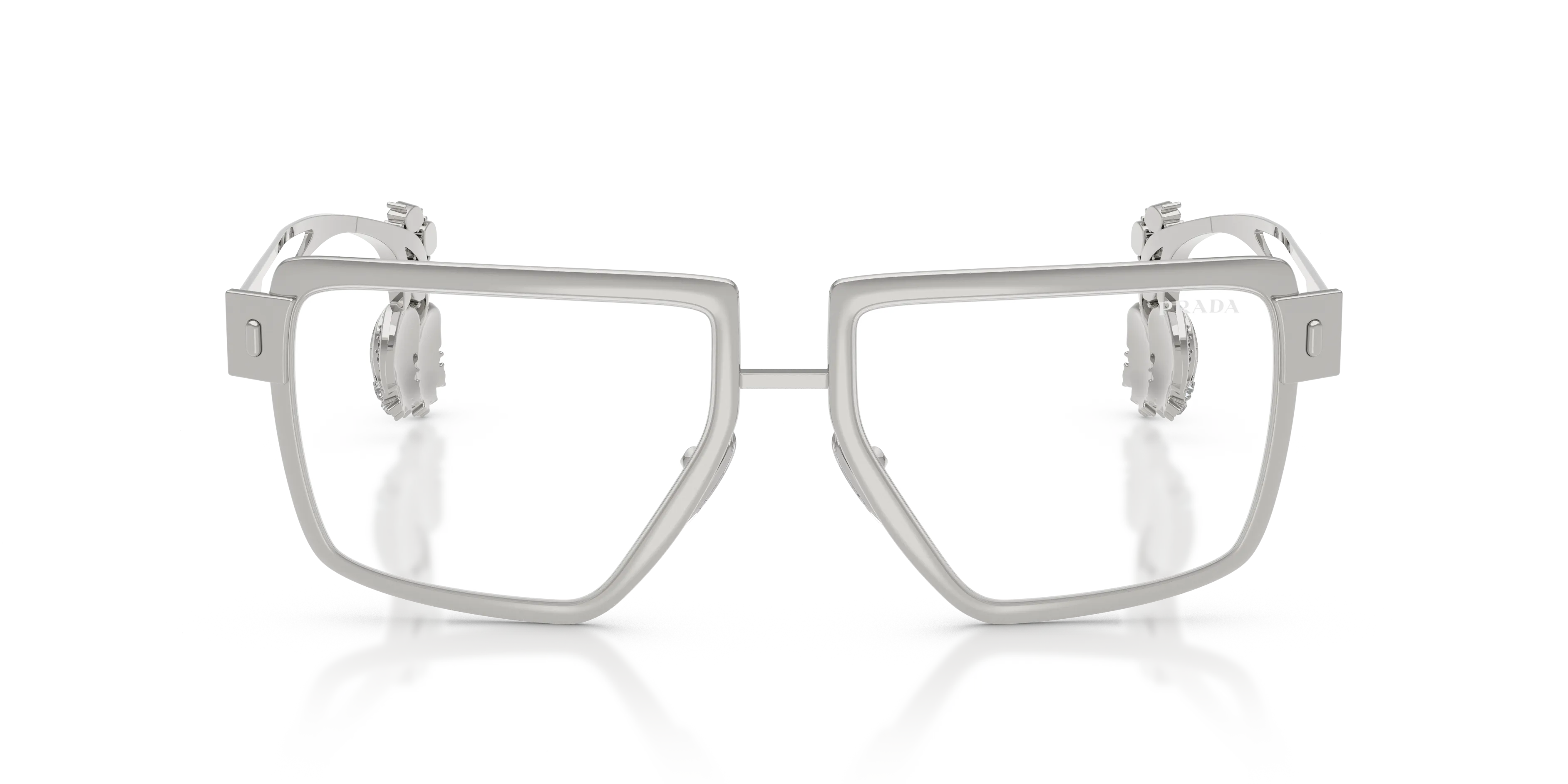Prada PR D56S 1BC10W Occhiali da sole Metallo Argento Trasparente Squadrata Normale - immagine 3