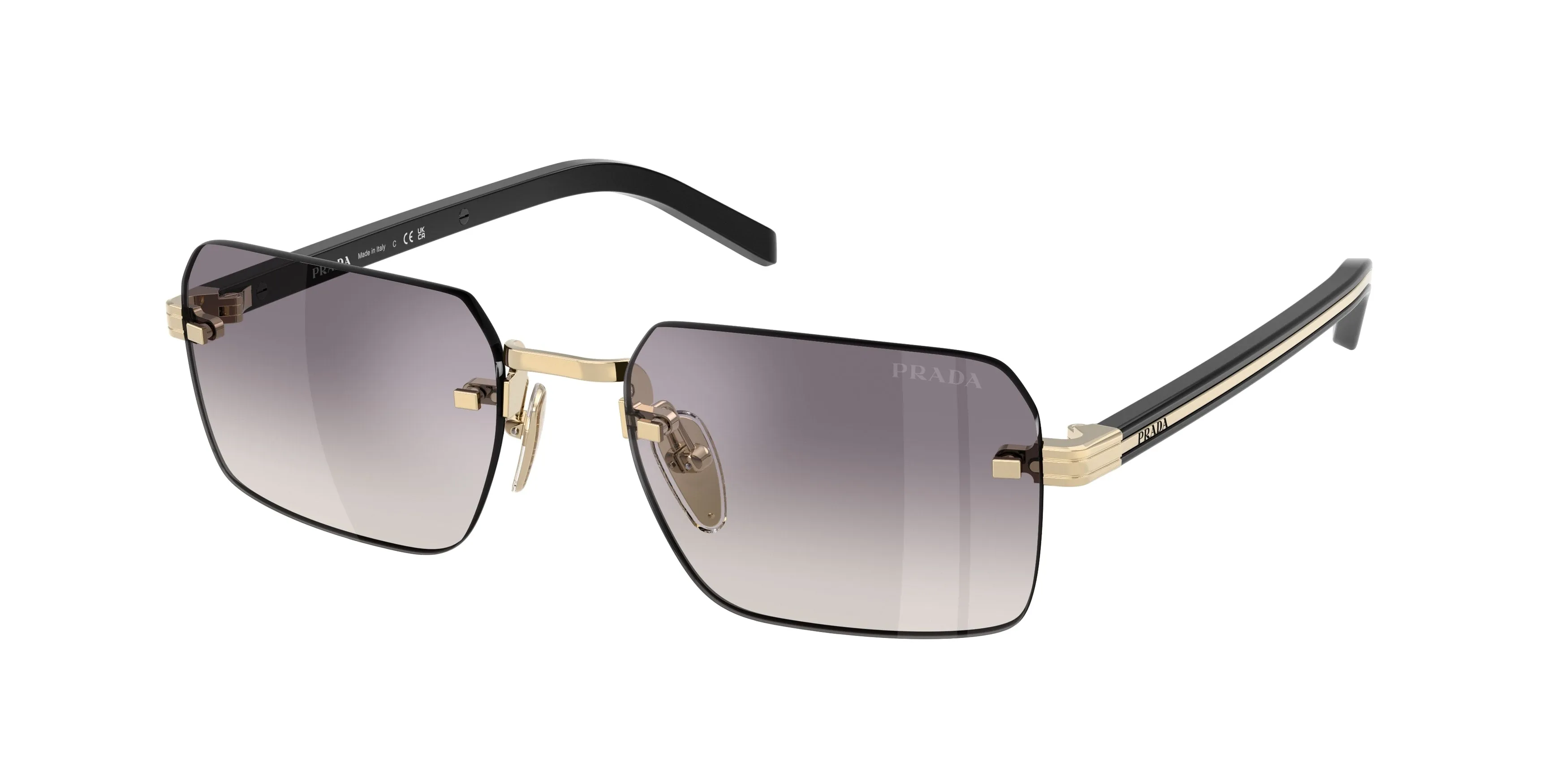 Prada PR D55S ZVN60W Occhiali da sole Metallo Oro Blu Squadrata Specchiate - immagine 1