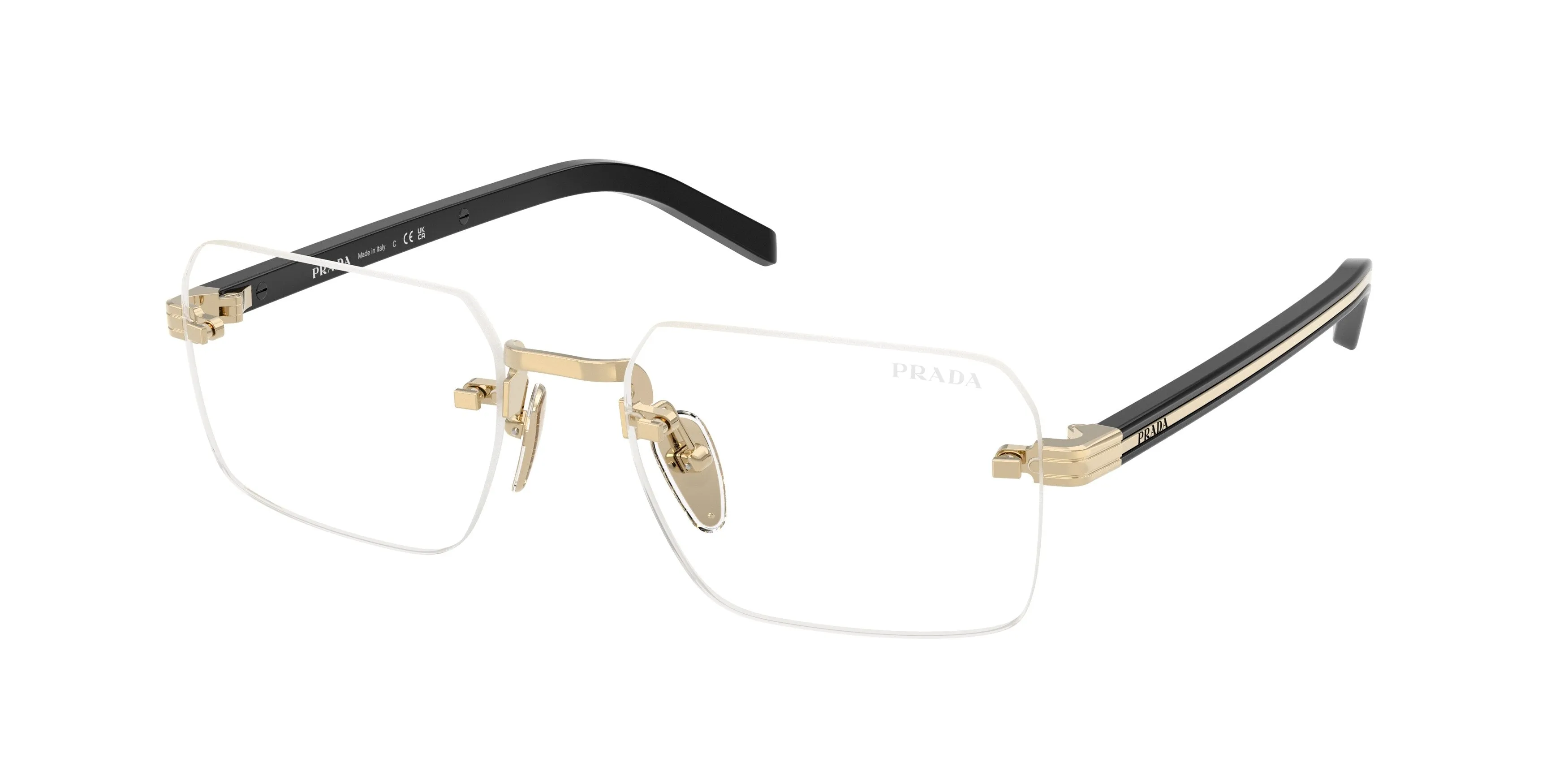 Prada PR D55S ZVN10W Occhiali da sole Metallo Oro Trasparente Squadrata Normale - immagine 1