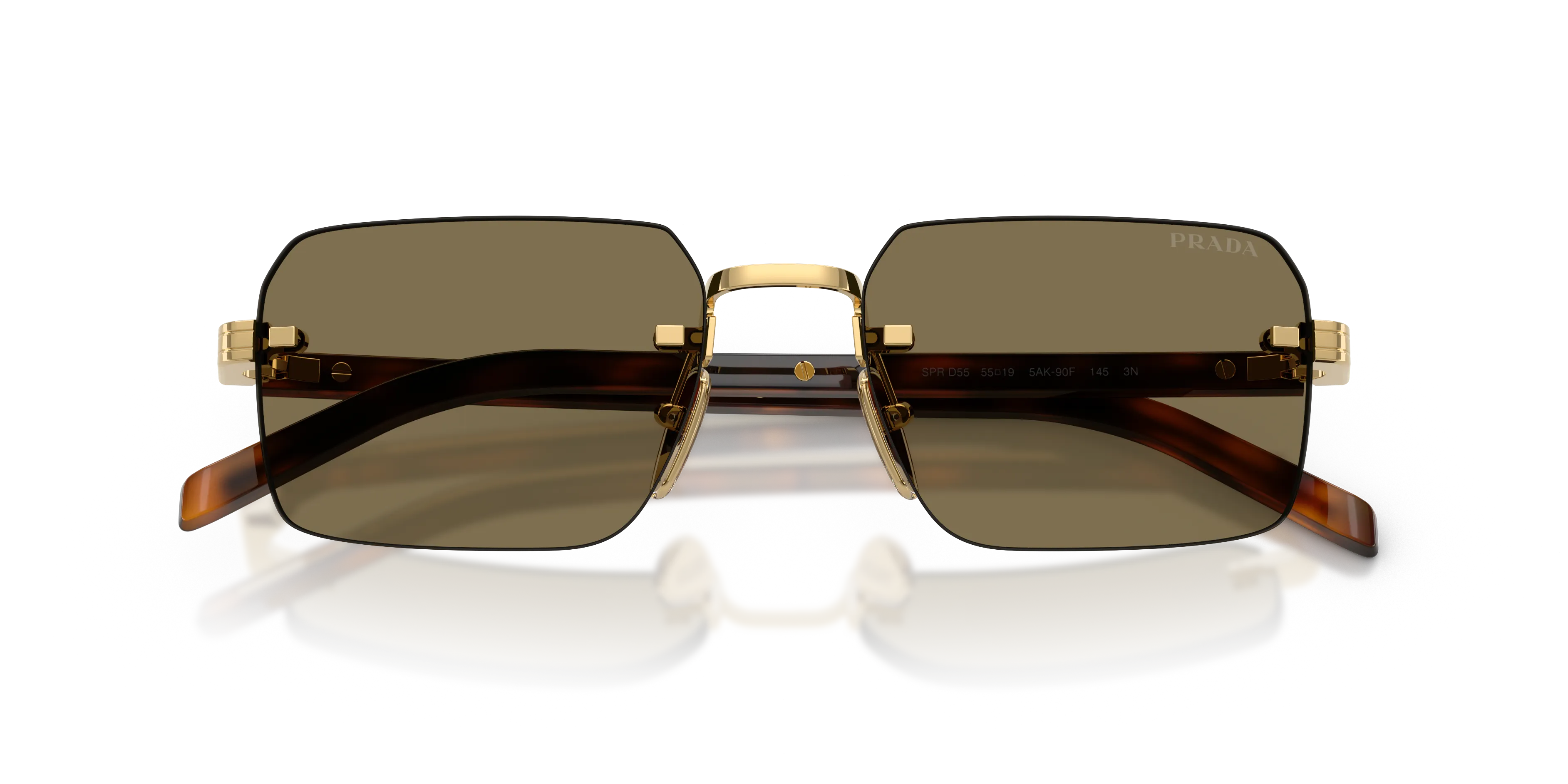 Prada PR D55S 5AK90F Occhiali da sole Metallo Oro Marrone Squadrata Normale - immagine 2