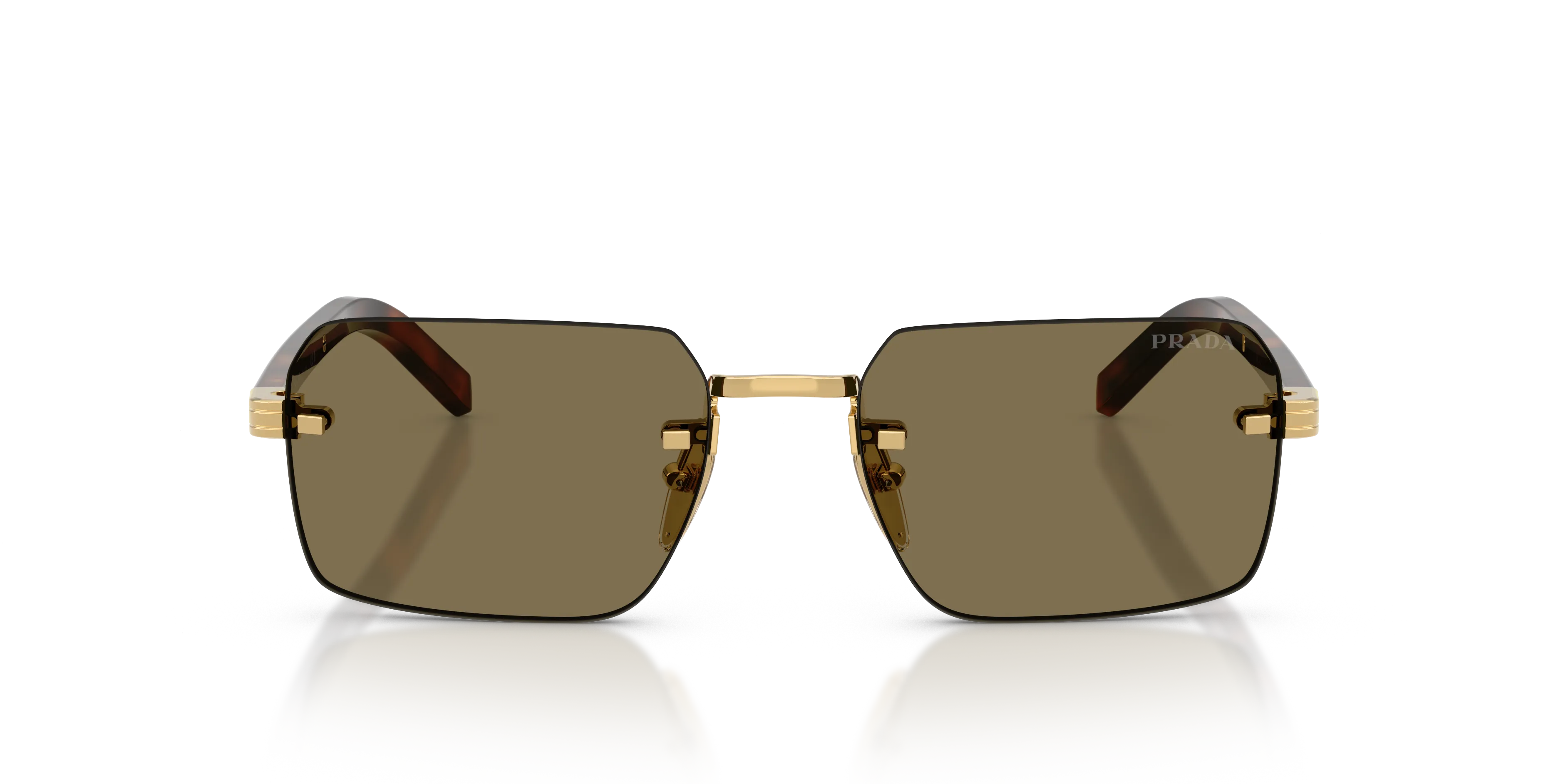 Prada PR D55S 5AK90F Occhiali da sole Metallo Oro Marrone Squadrata Normale - immagine 3