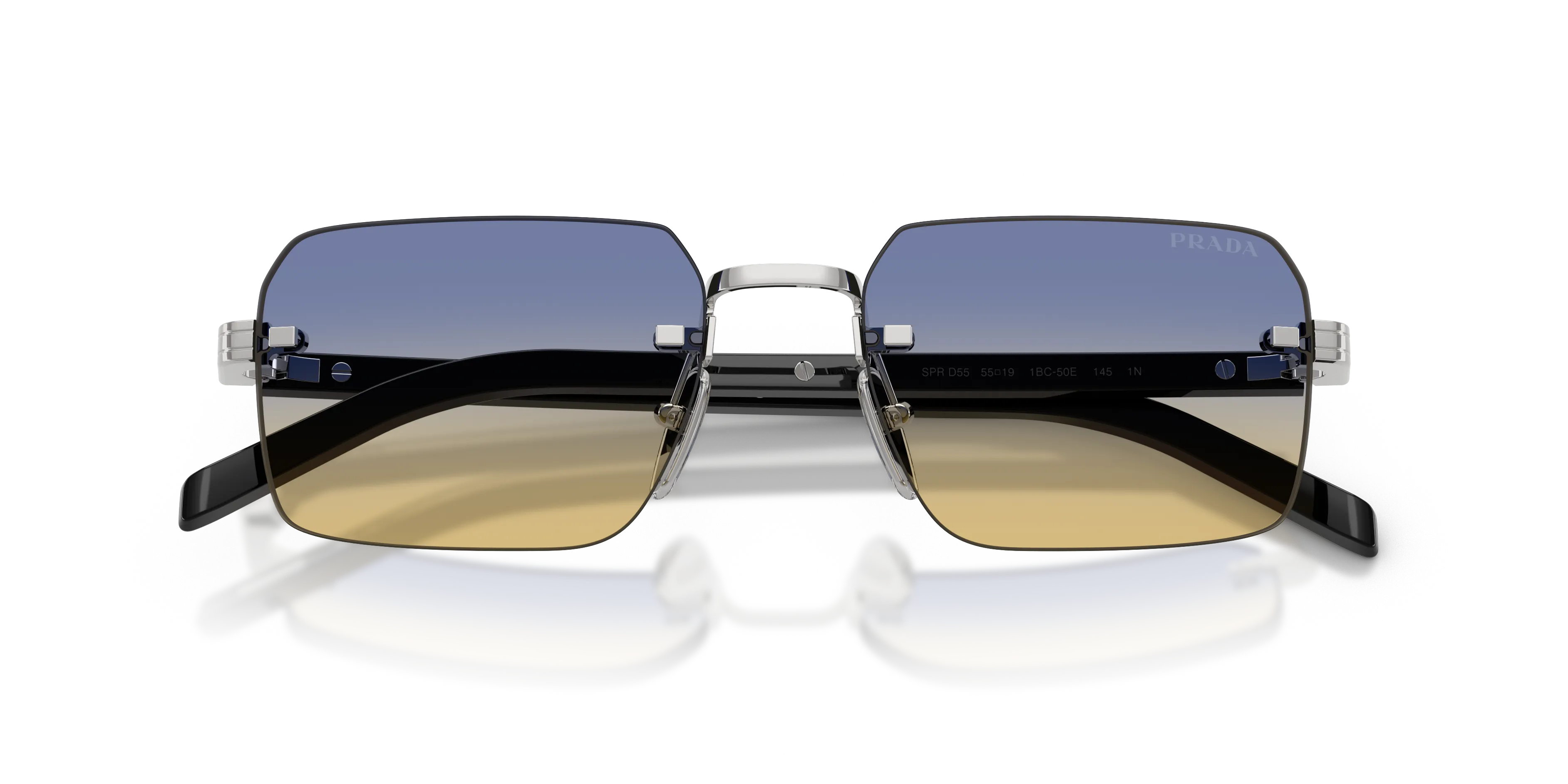 Prada PR D55S 1BC50E Occhiali da sole Metallo Argento Giallo Squadrata Normale - immagine 2