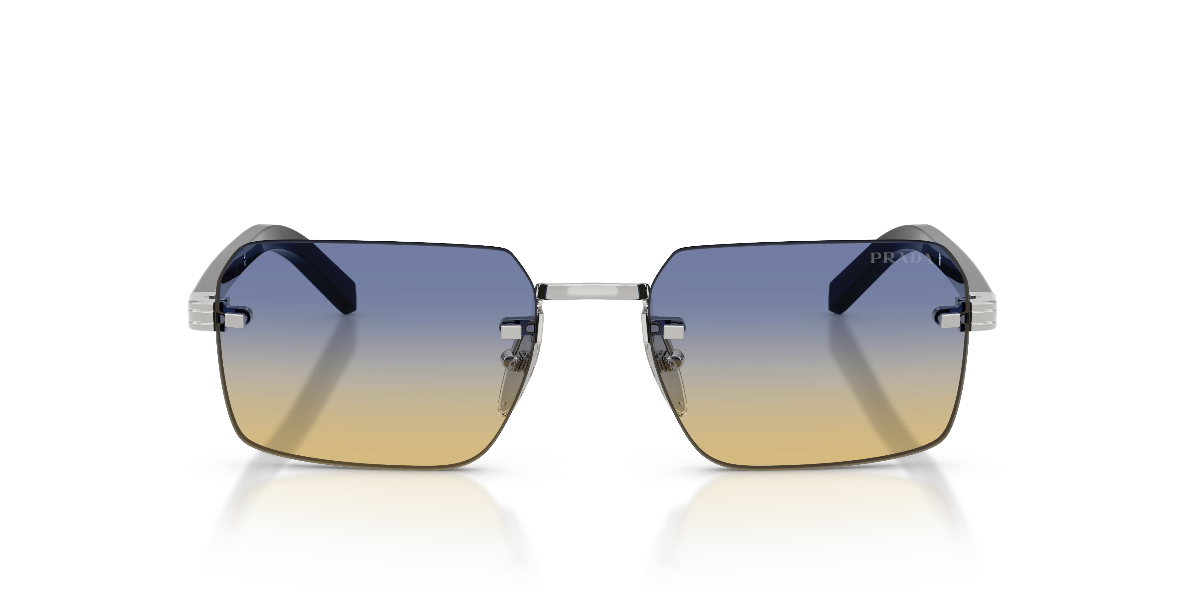Prada PR D55S 1BC50E Occhiali da sole Metallo Argento Giallo Squadrata Normale - immagine 3