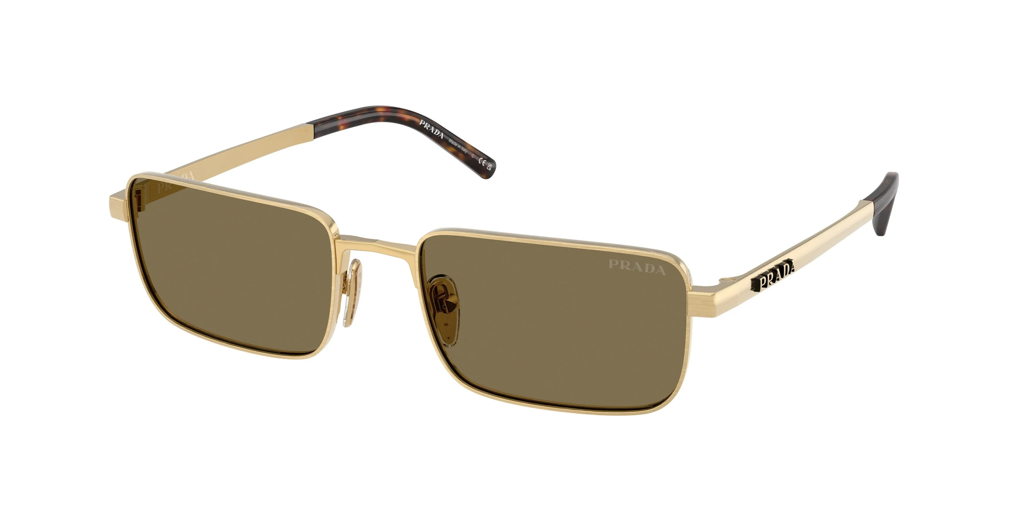 Prada PR D54S 24J90F Occhiali da sole Metallo Oro Marrone Squadrata Normale - immagine 1