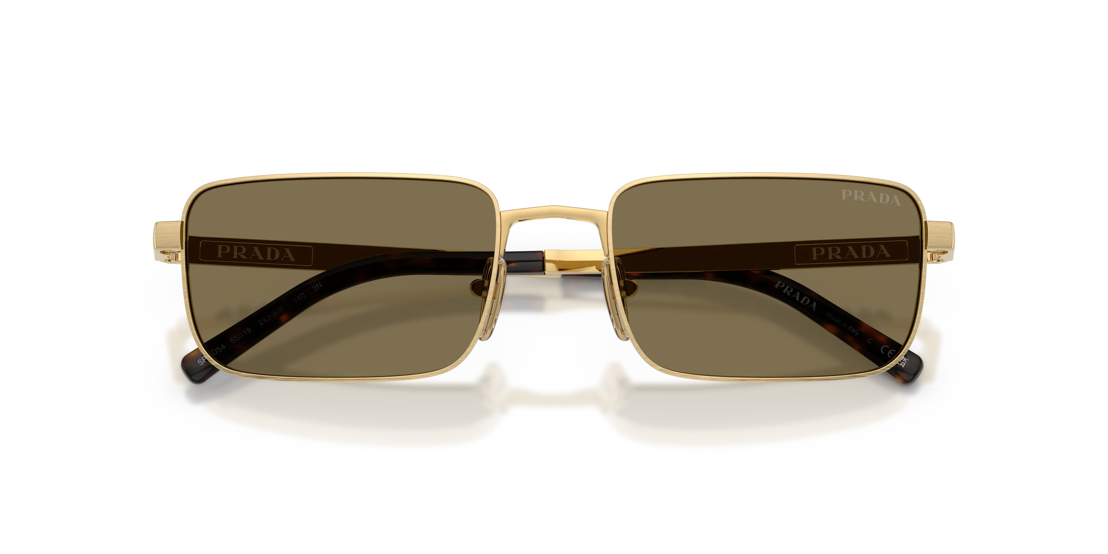 Prada PR D54S 24J90F Occhiali da sole Metallo Oro Marrone Squadrata Normale - immagine 2