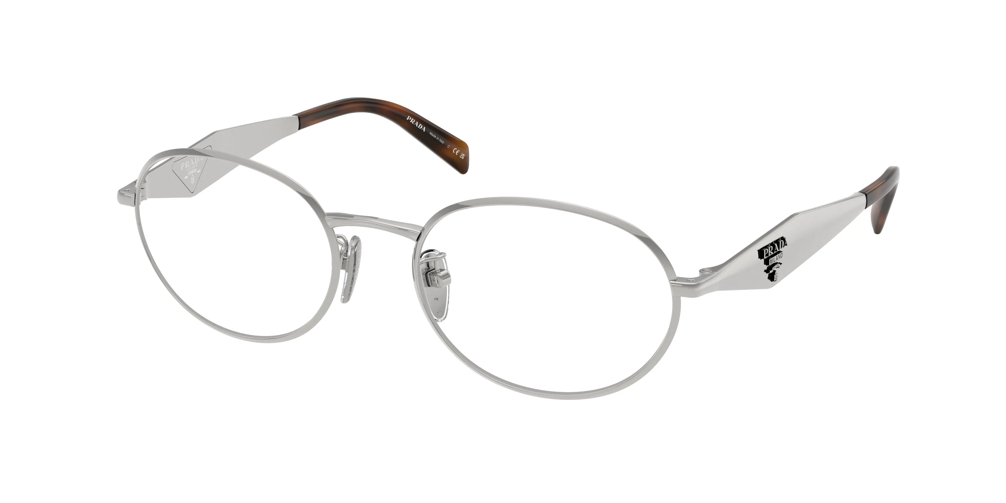 Prada PR D53VD 1BC1O1 Montature da vista Metallo Argento Trasparente Rotonda Normale - immagine 1