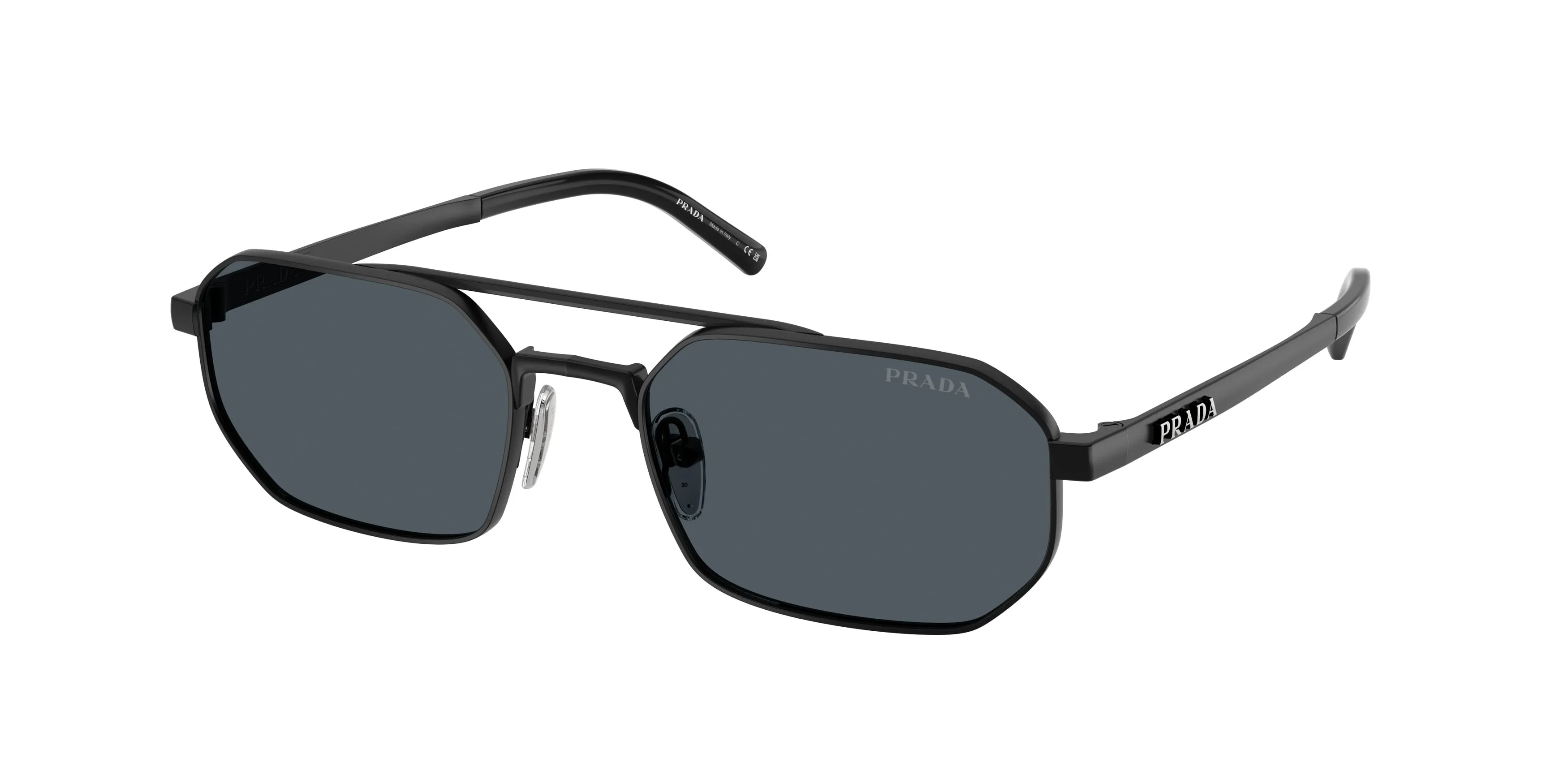 Prada PR D53S 7AB70B Occhiali da sole Metallo Nero Grigio Geometrica Normale - immagine 1