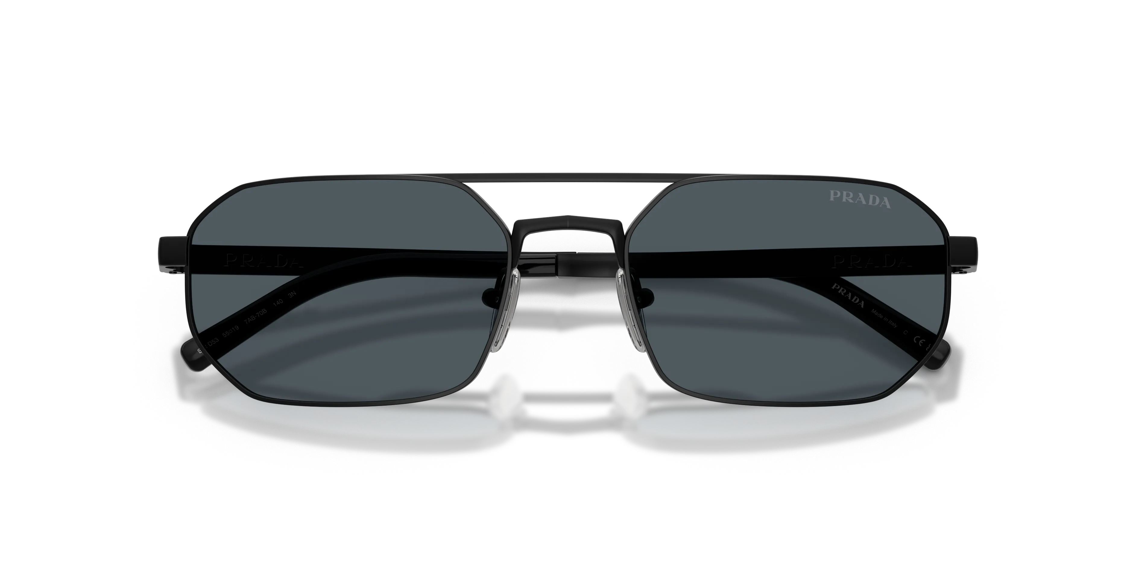 Prada PR D53S 7AB70B Occhiali da sole Metallo Nero Grigio Geometrica Normale - immagine 2