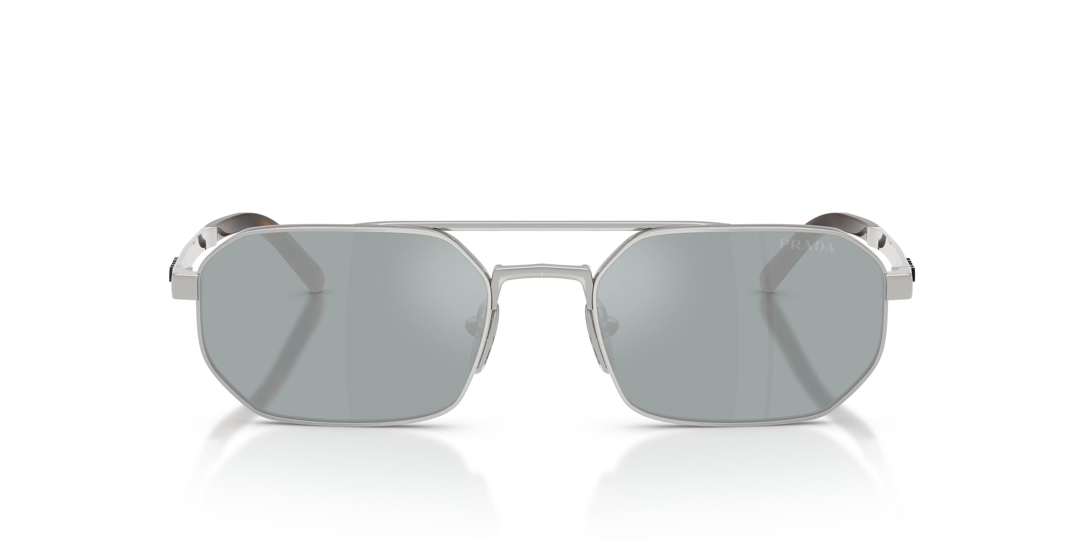 Prada PR D53S 1BC40X Occhiali da sole Metallo Argento Blu Geometrica Specchiate - immagine 3