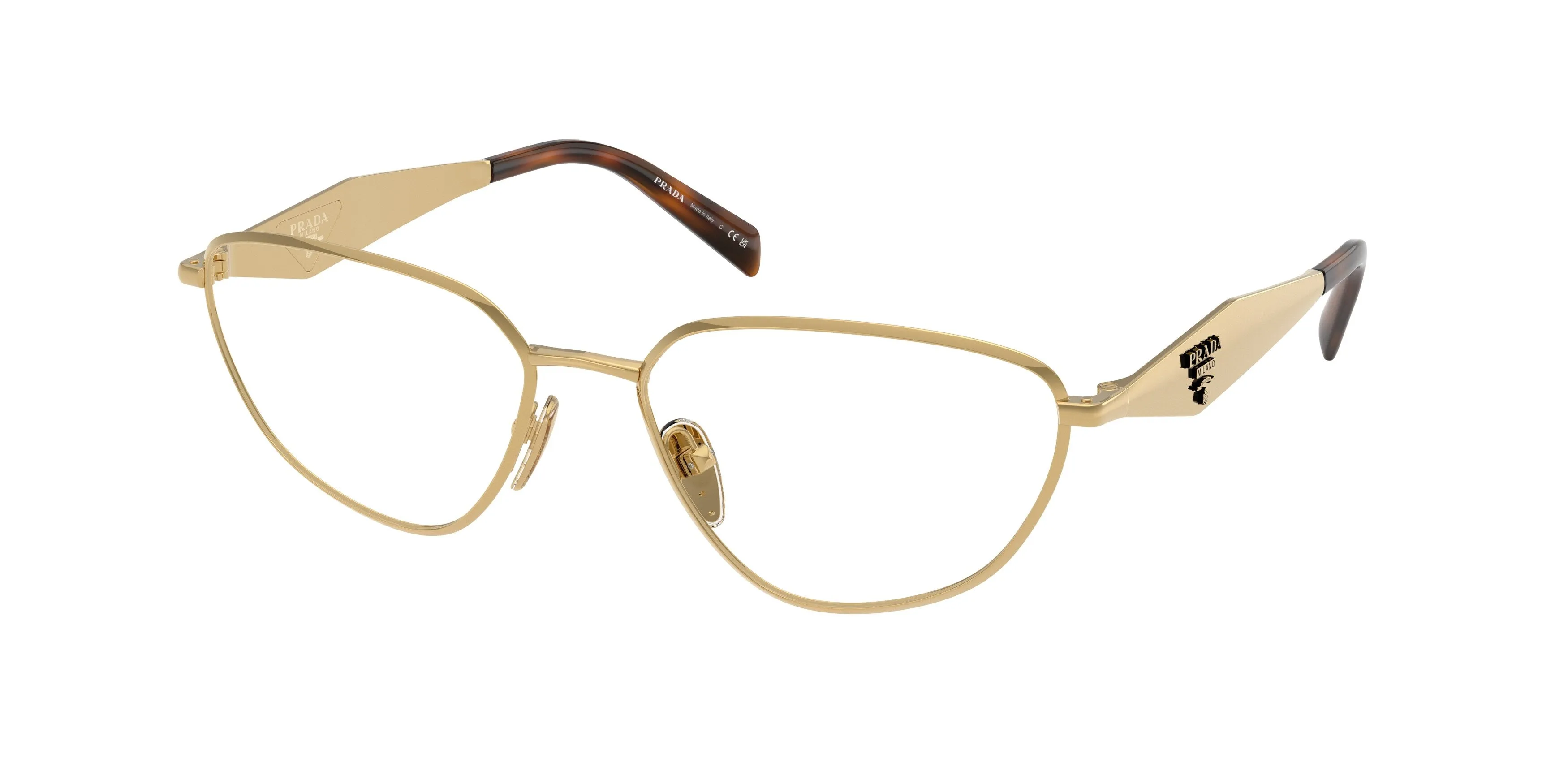 Prada PR D52V 5AK1O1 Montature da vista Metallo Oro Trasparente Geometrica Normale - immagine 1