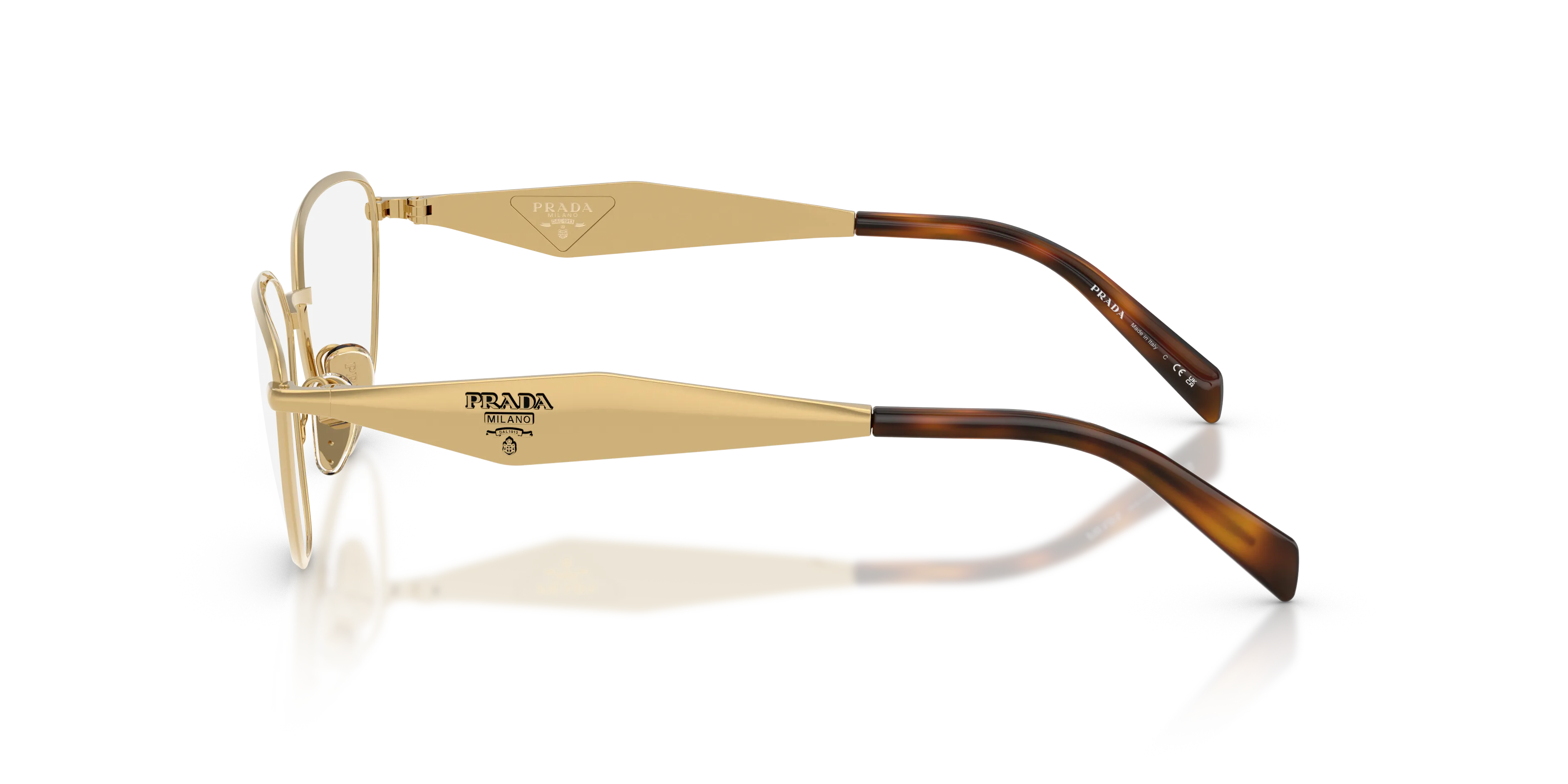 Prada PR D52V 5AK1O1 Montature da vista Metallo Oro Trasparente Geometrica Normale - immagine 4