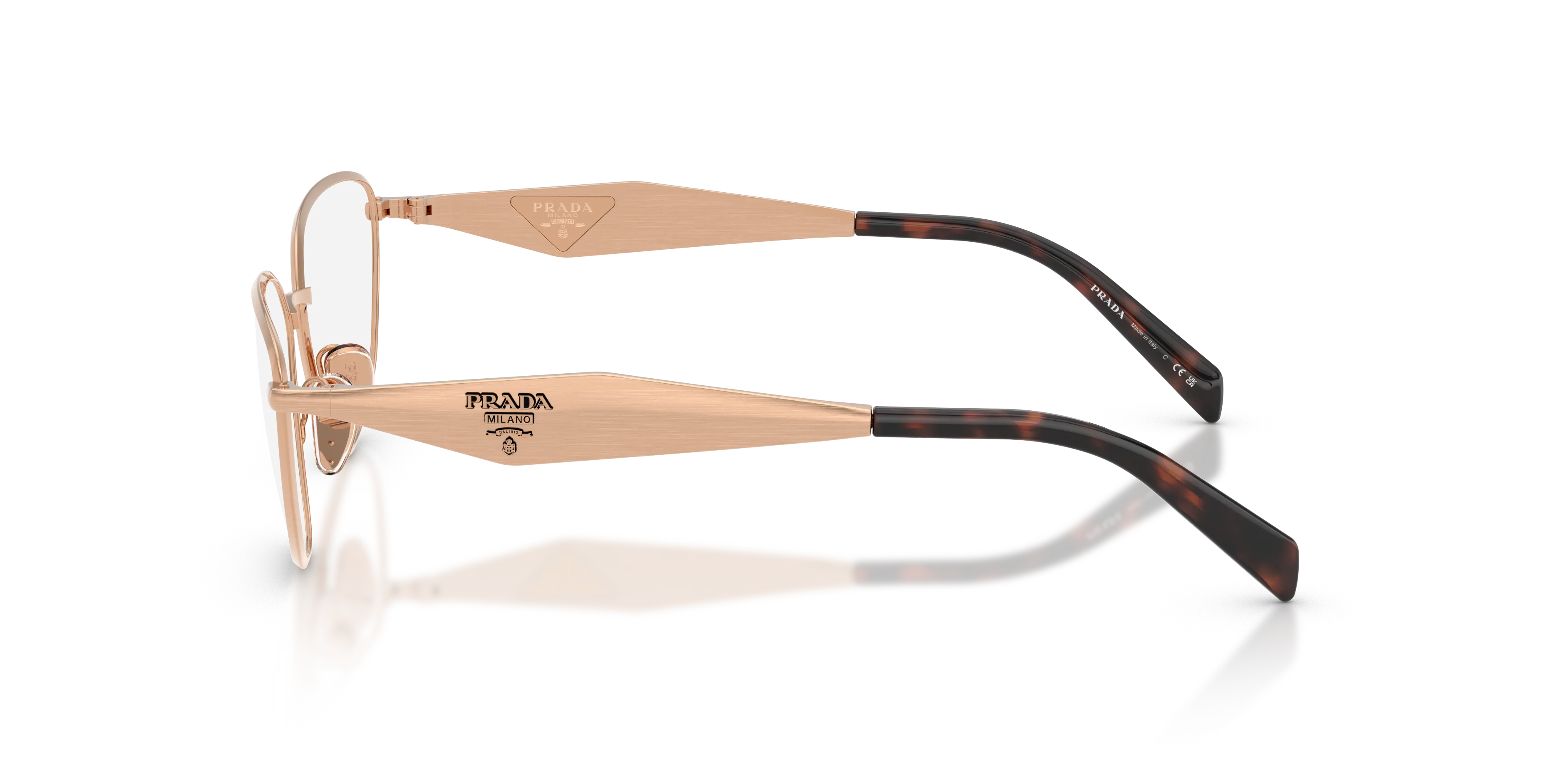 Prada PR D52V 22L1O1 Montature da vista Metallo Oro Trasparente Geometrica Normale - immagine 4